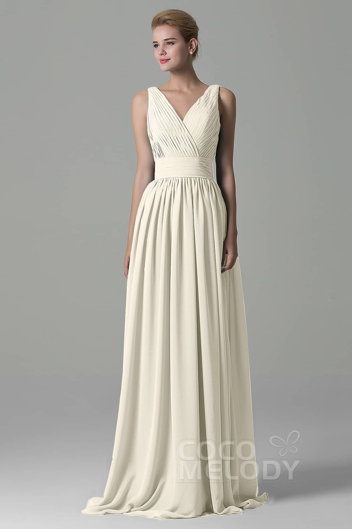 COCOMELODY Sheath Floor Length Chiffon Bridesmaid Dress COAF1500A 