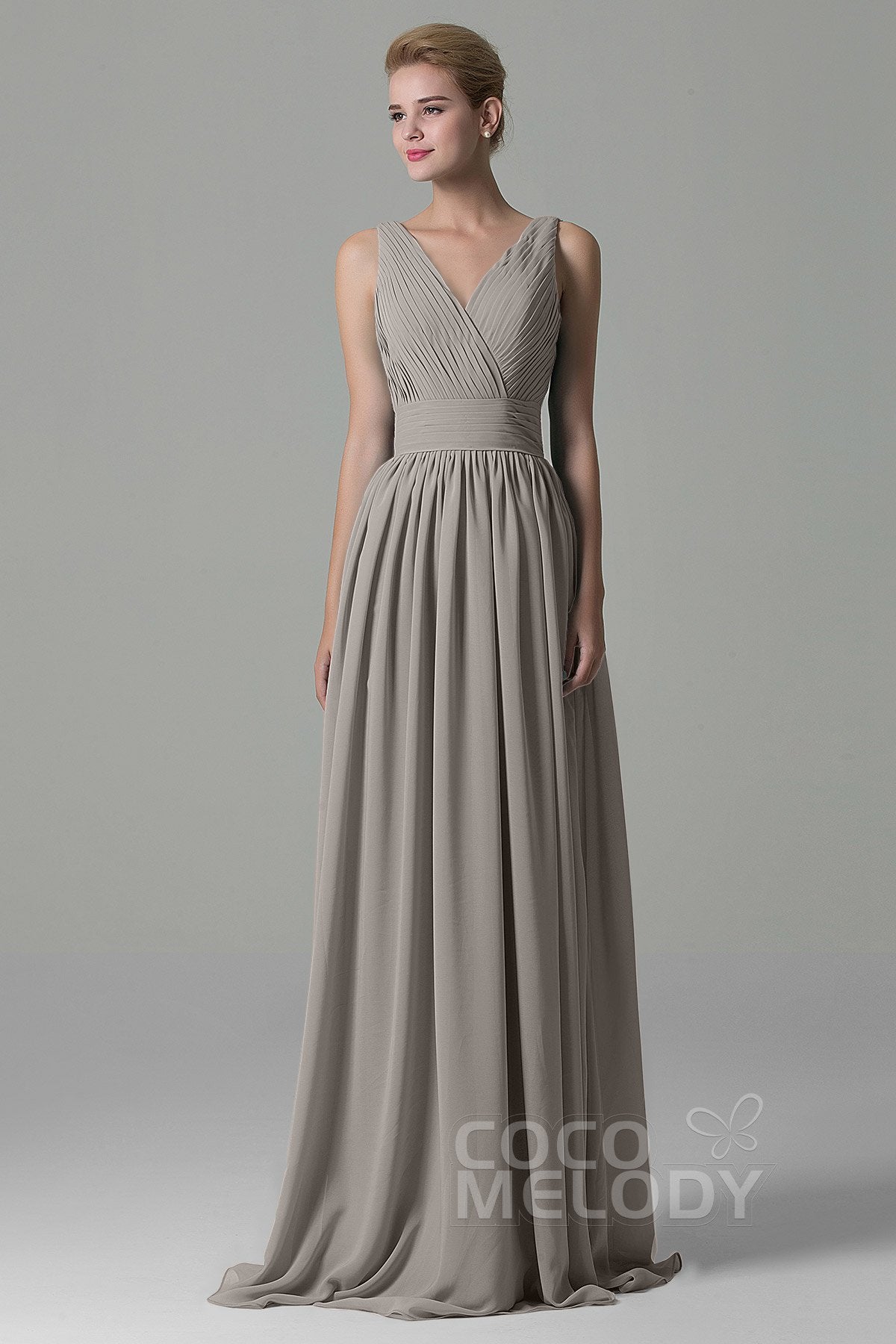 COCOMELODY Sheath Floor Length Chiffon Bridesmaid Dress COAF1500A 