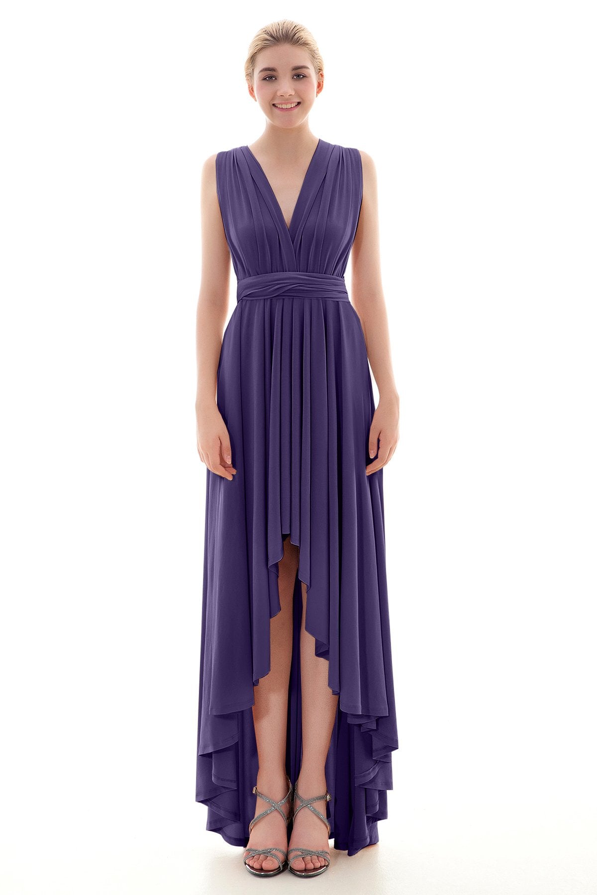 COCOMELODY Asymmetrical High-Low Knitted Bridesmaid Dress COED16001 