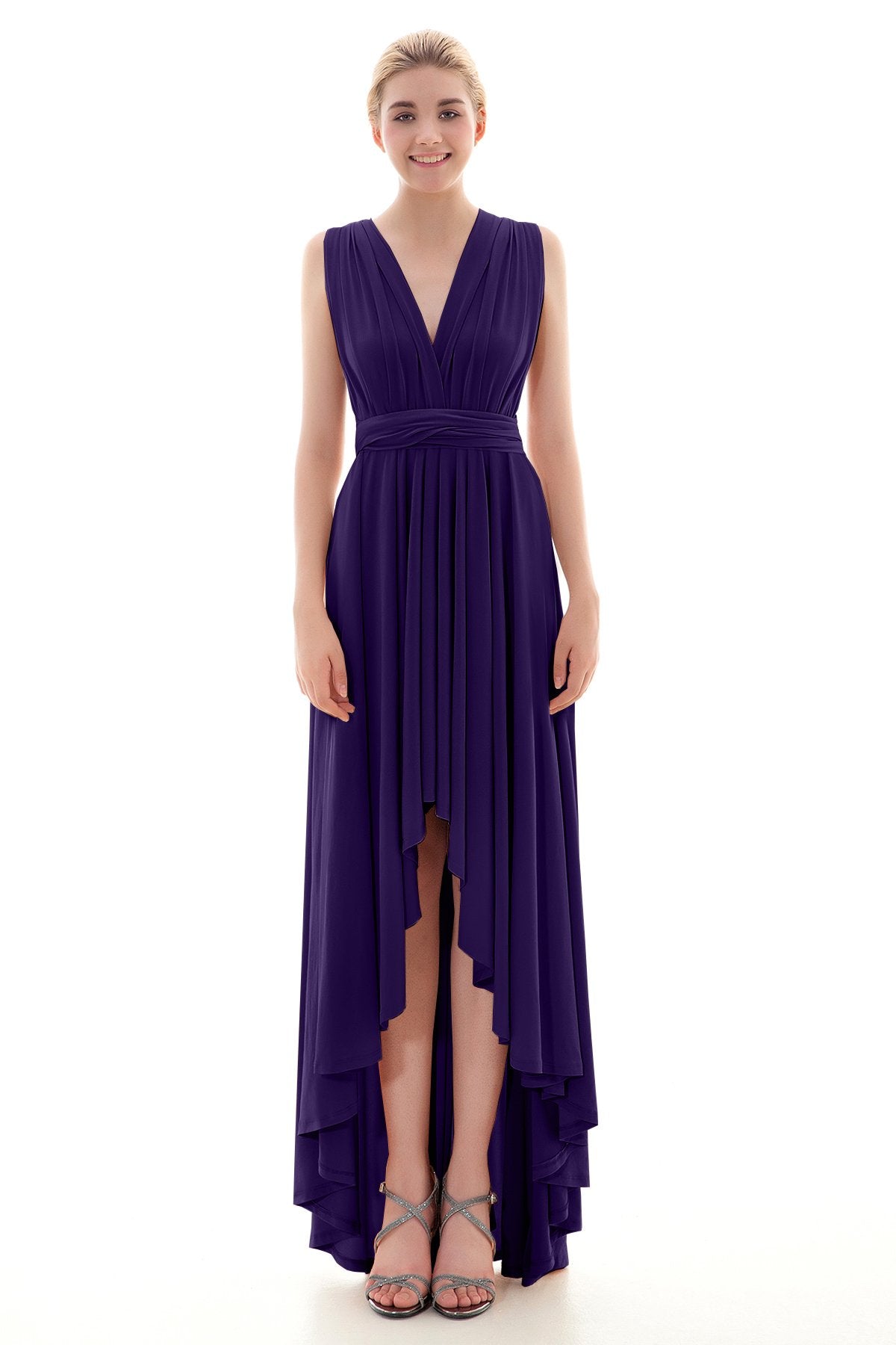 COCOMELODY Asymmetrical High-Low Knitted Bridesmaid Dress COED16001 