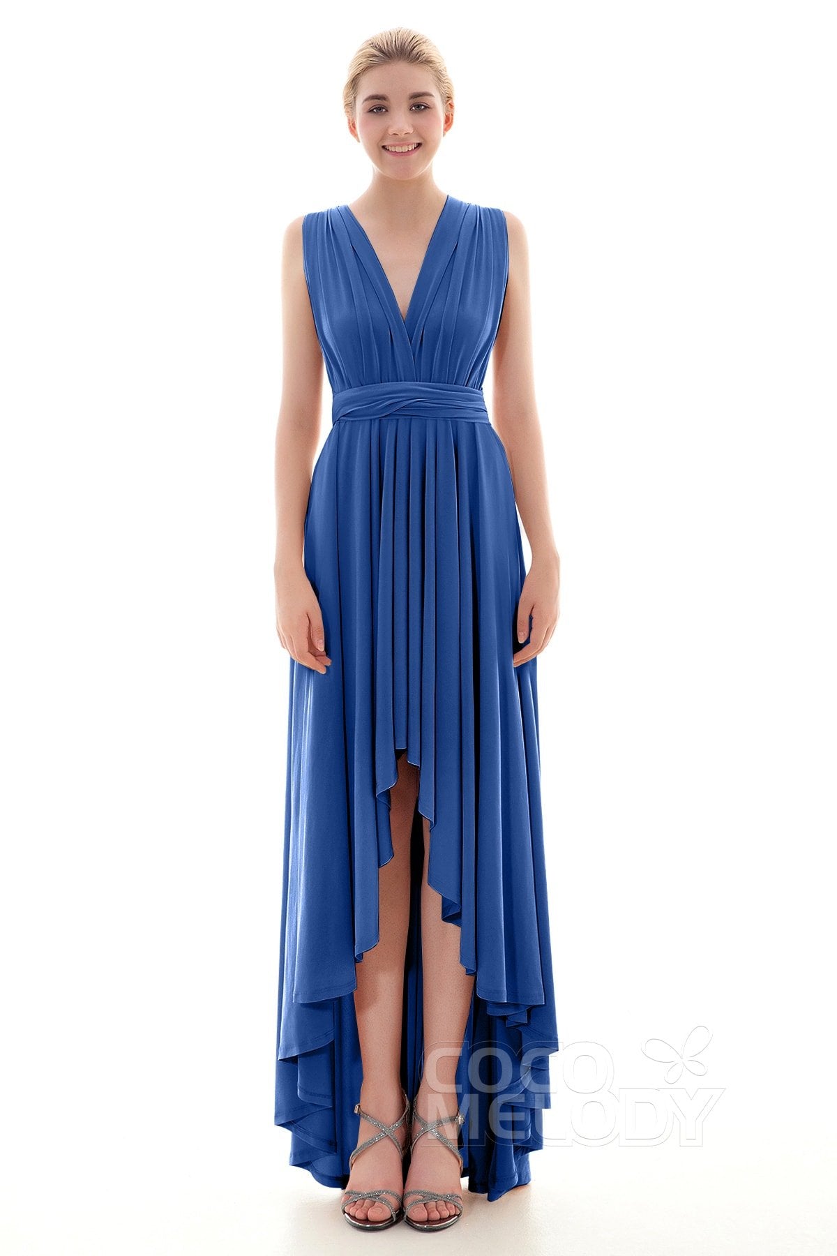 COCOMELODY Asymmetrical High-Low Knitted Bridesmaid Dress COED16001 