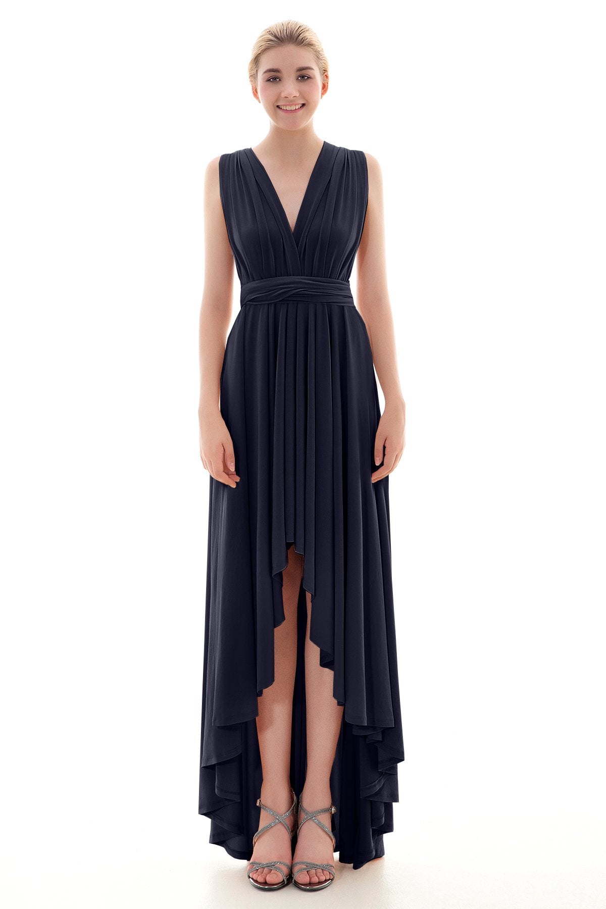 COCOMELODY Asymmetrical High-Low Knitted Bridesmaid Dress COED16001 