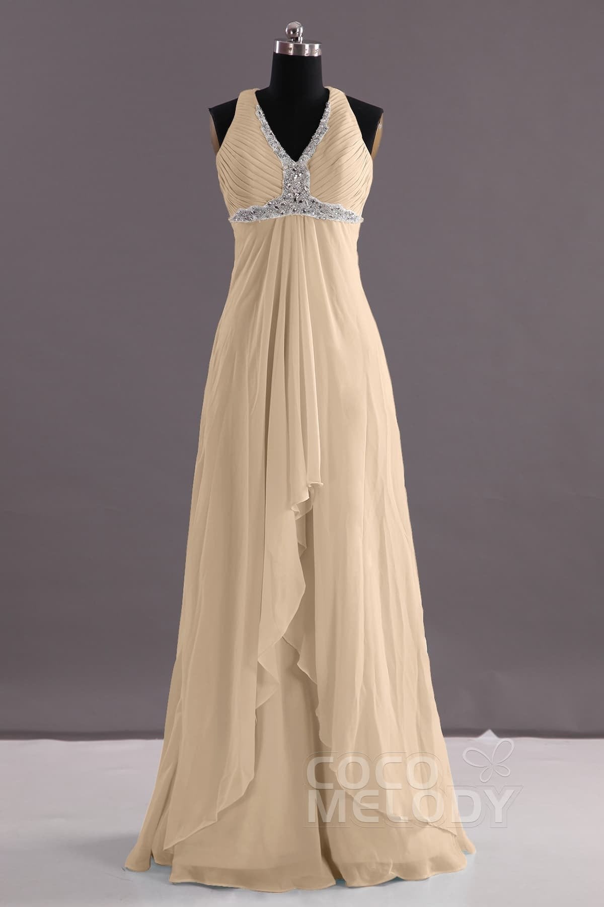 COCOMELODY Sheath-Column Floor Length Chiffon Evening Dress COEF14001 