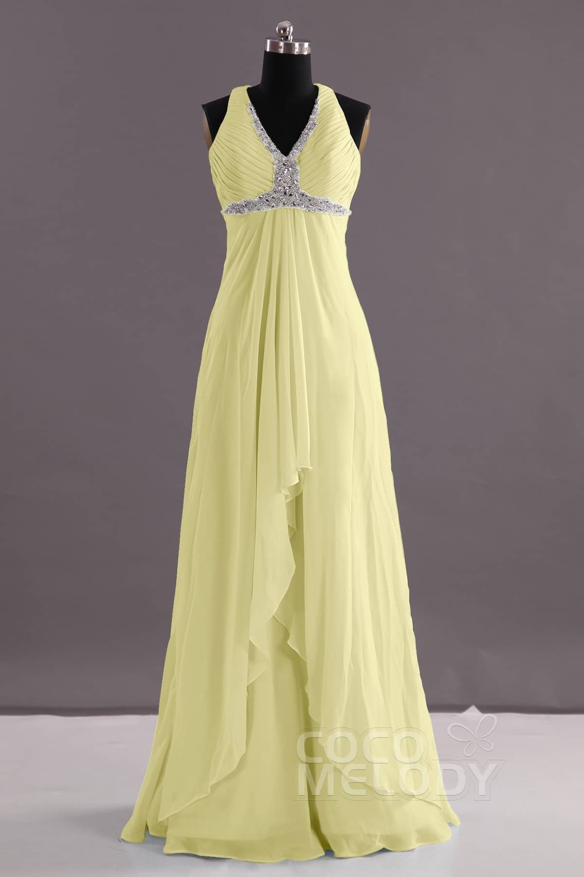 COCOMELODY Sheath-Column Floor Length Chiffon Evening Dress COEF14001 