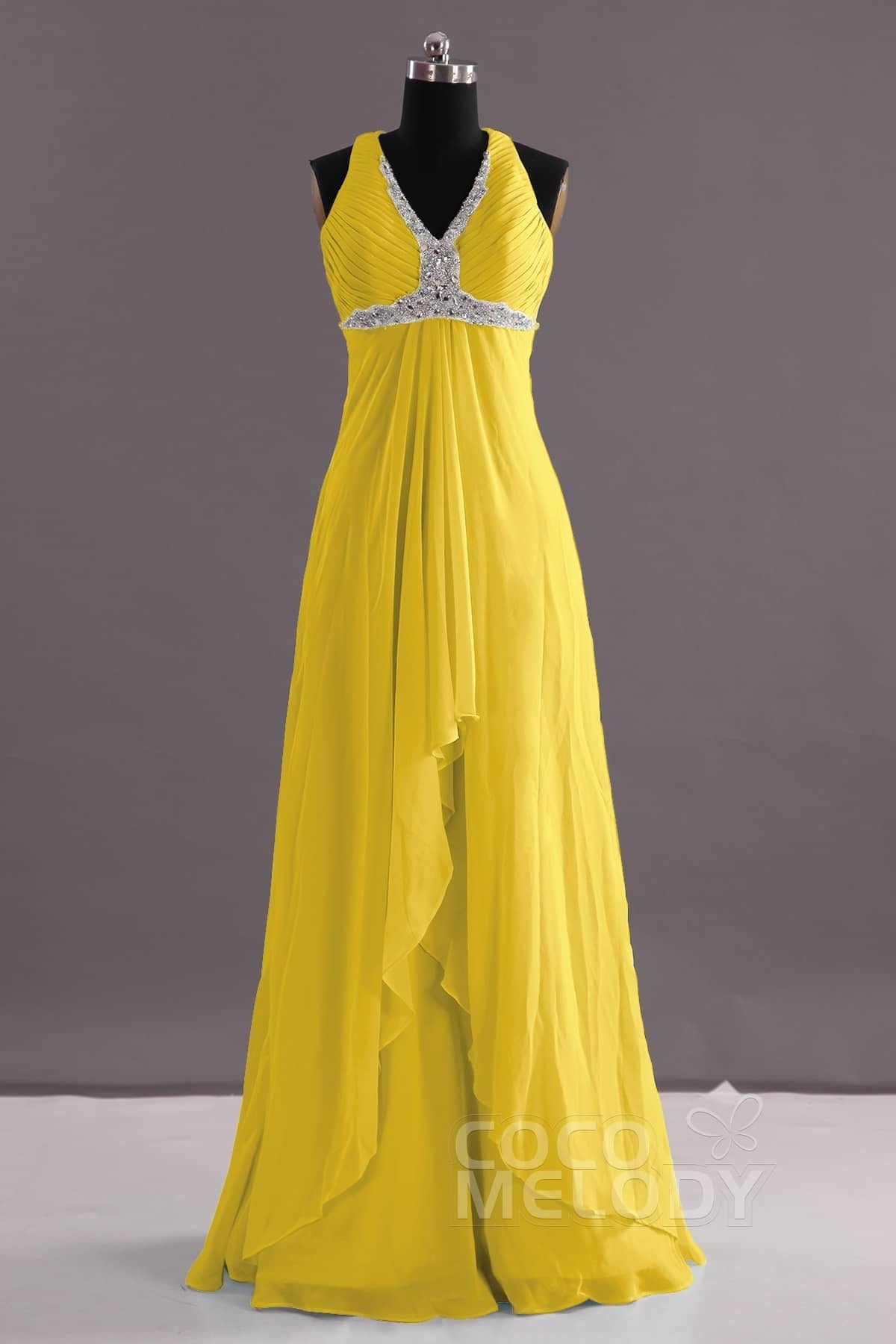 COCOMELODY Sheath-Column Floor Length Chiffon Evening Dress COEF14001 