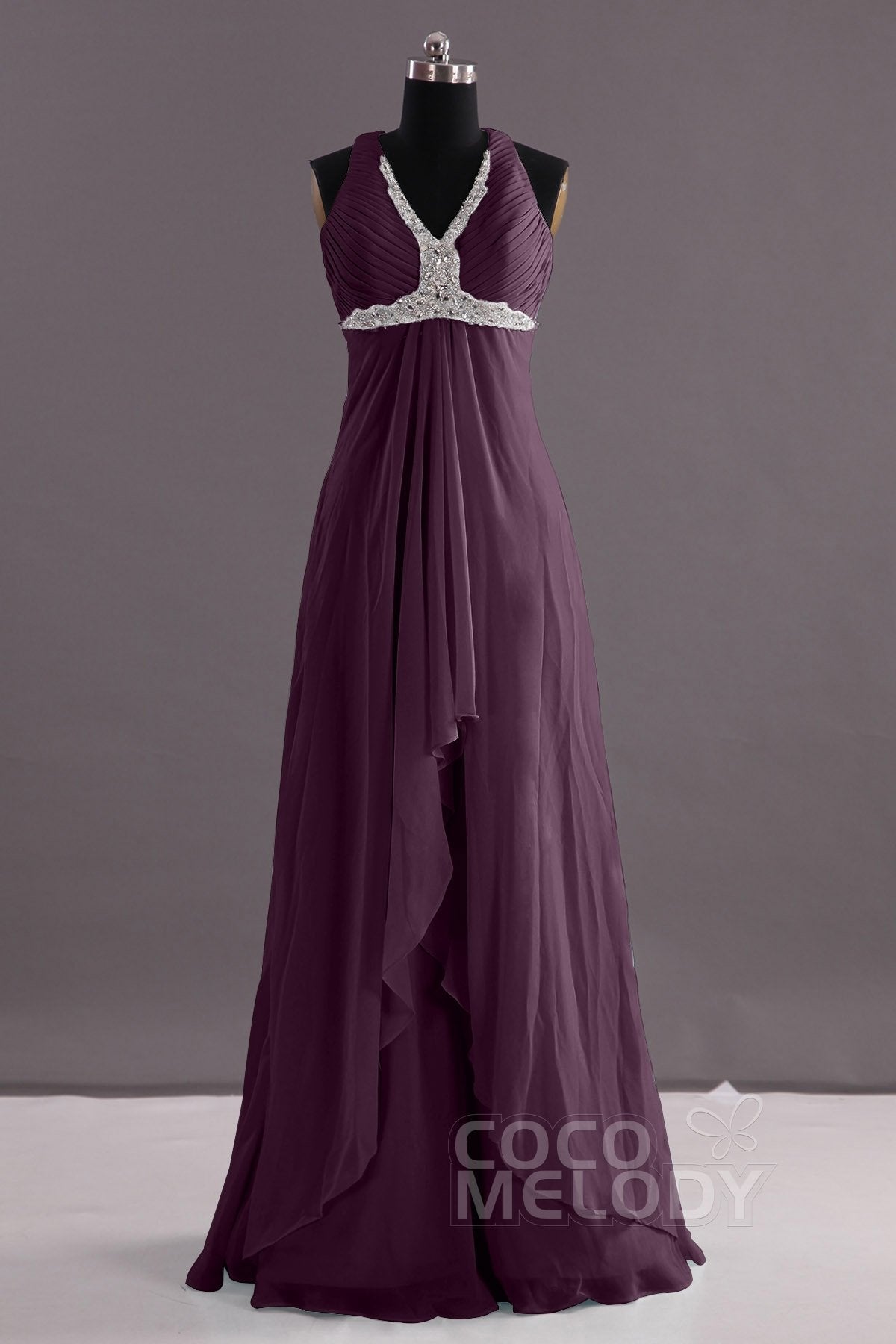 COCOMELODY Sheath-Column Floor Length Chiffon Evening Dress COEF14001 