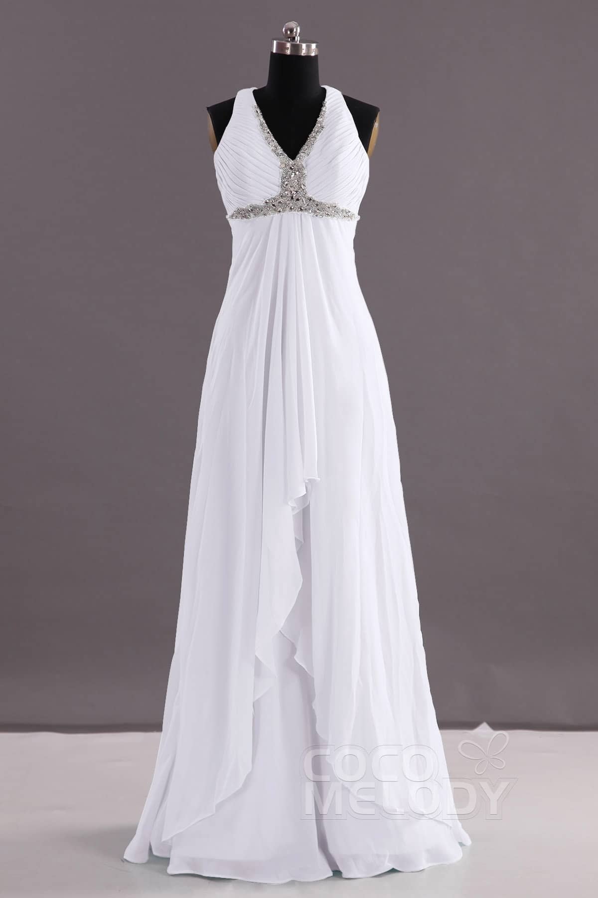 COCOMELODY Sheath-Column Floor Length Chiffon Evening Dress COEF14001 