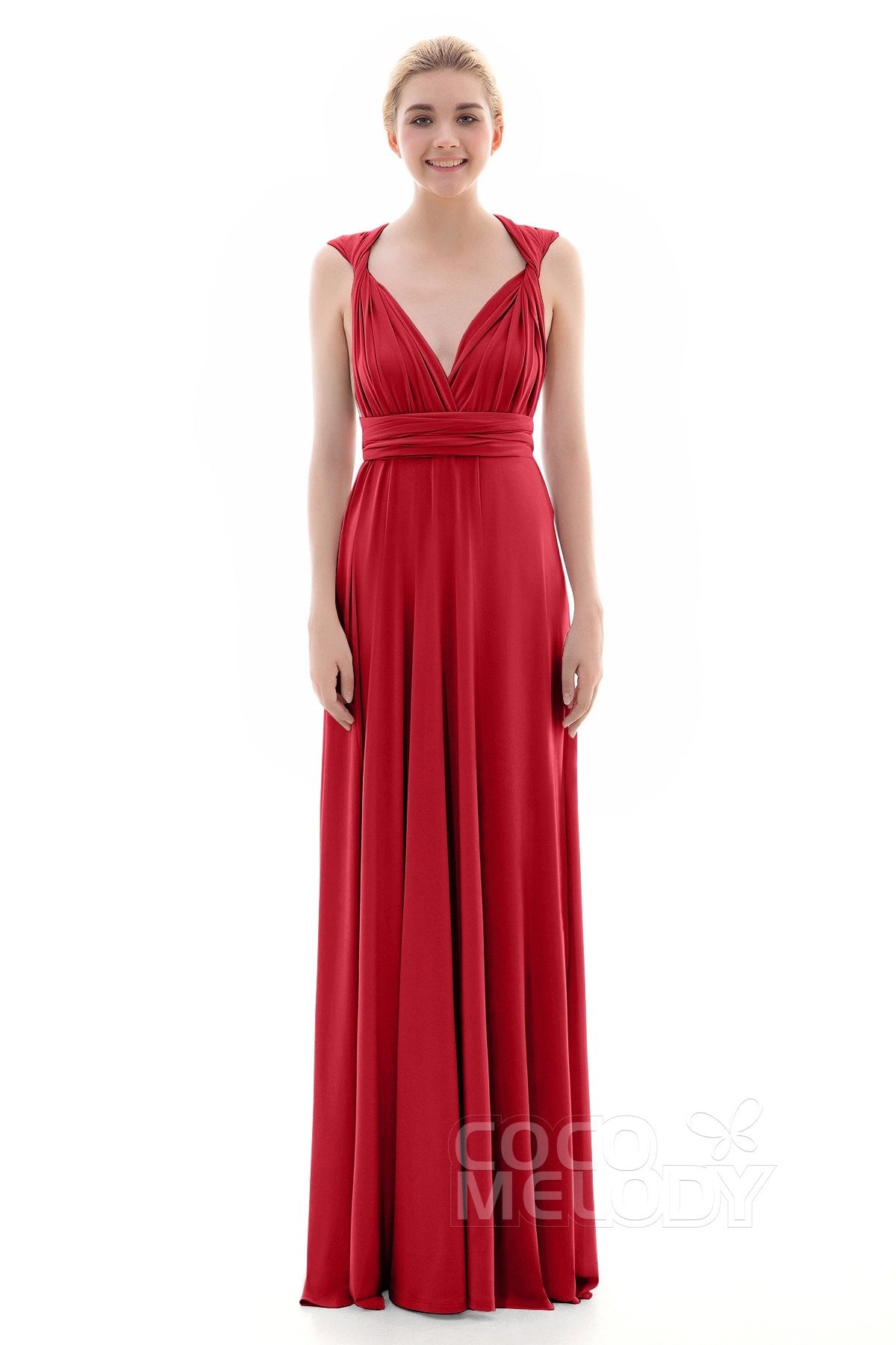 COCOMELODY Sheath Floor Length Knitted Bridesmaid Dress COEF16001 