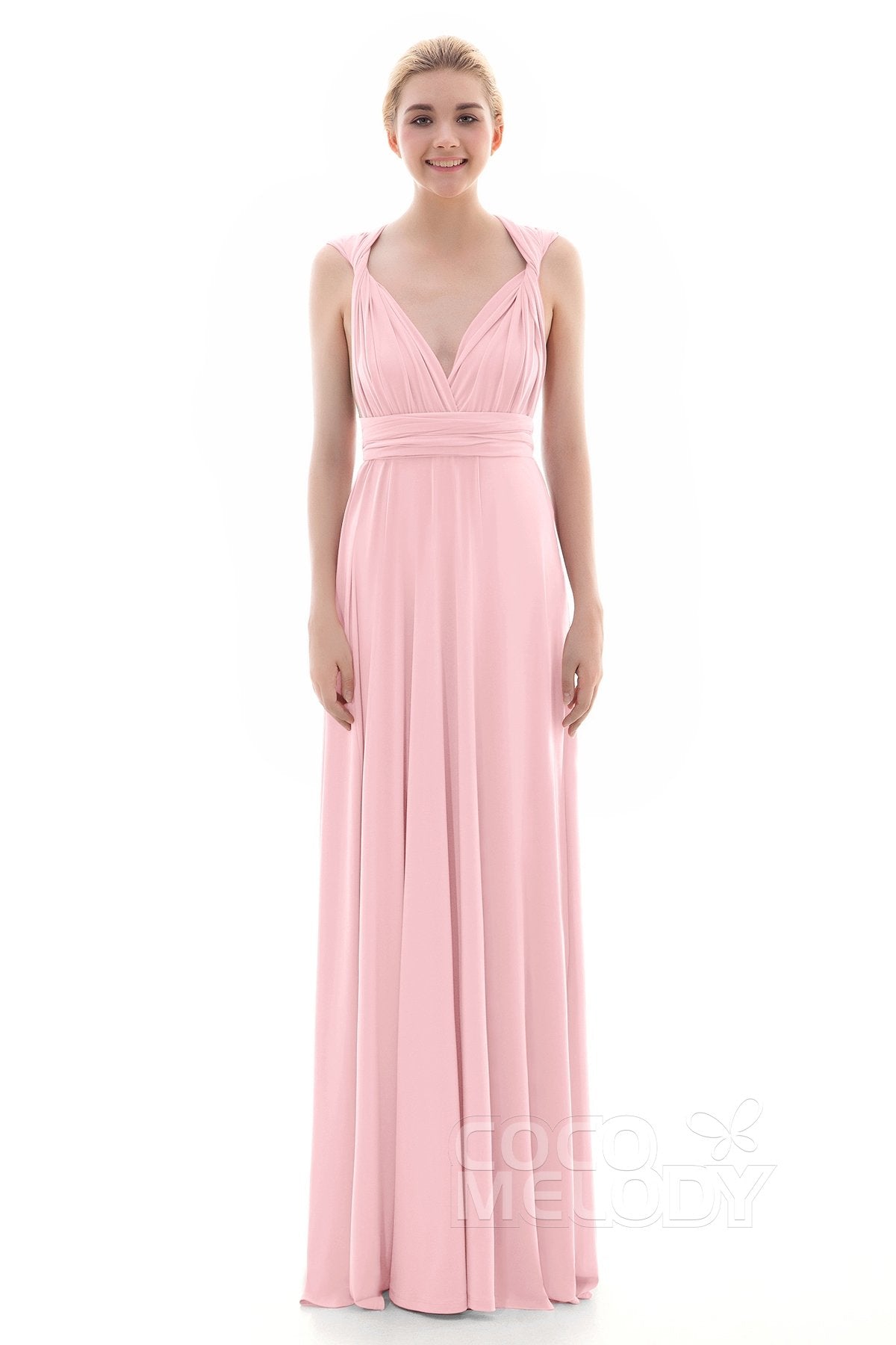 COCOMELODY Sheath Floor Length Knitted Bridesmaid Dress COEF16001 