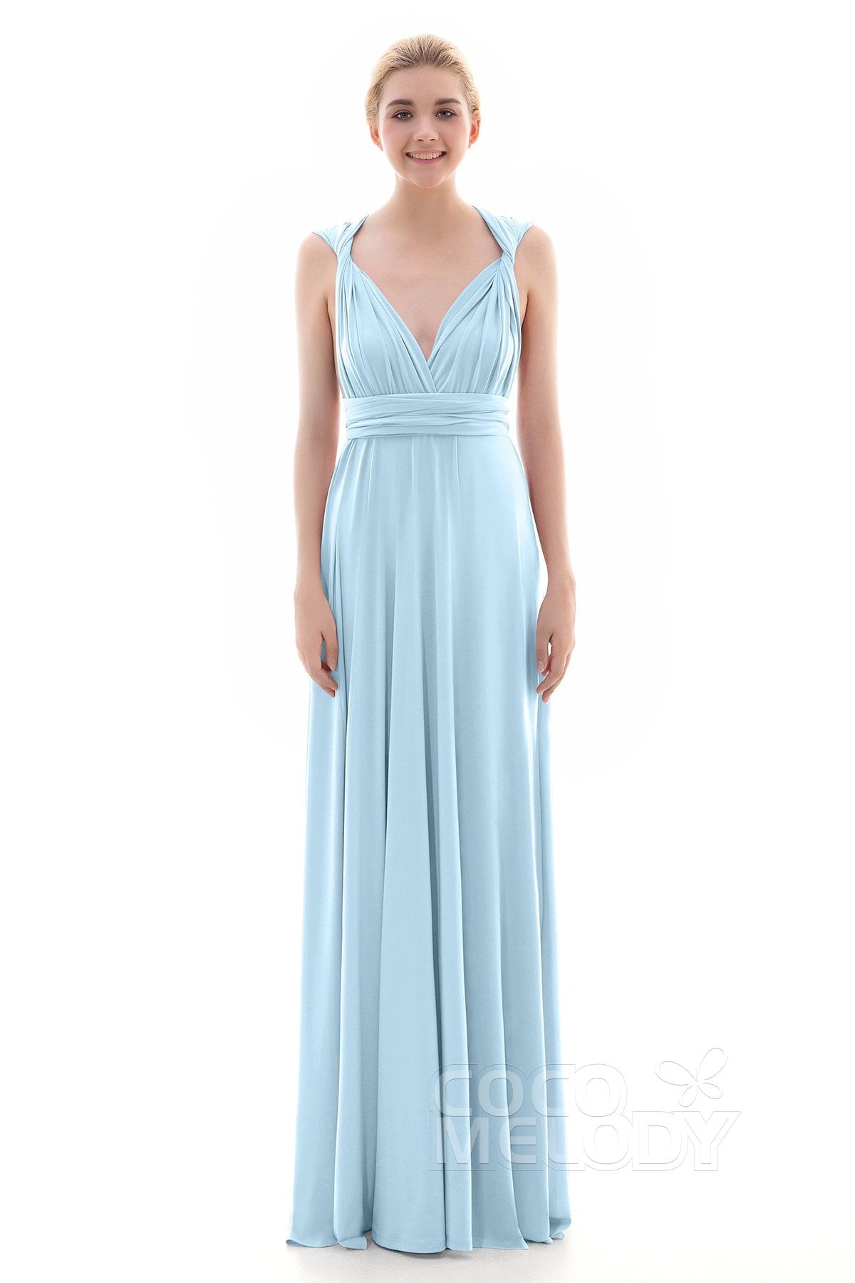 COCOMELODY Sheath Floor Length Knitted Bridesmaid Dress COEF16001 