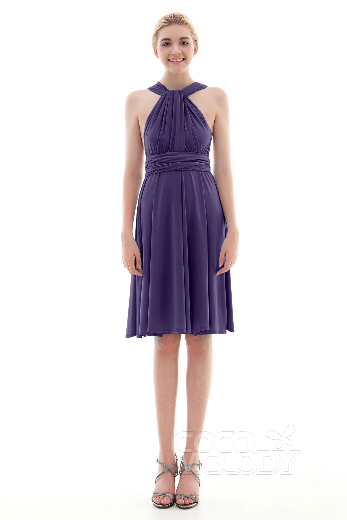 COCOMELODY Sheath Knee Length Knitted Fabric Bridesmaid Dress COEK16002 