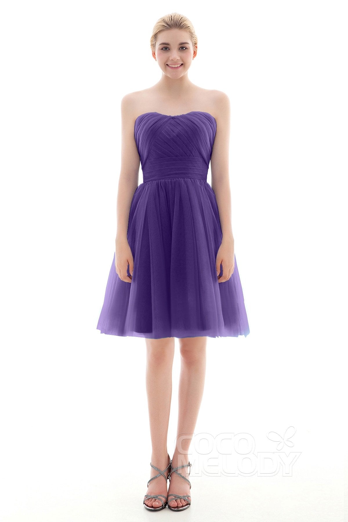 COCOMELODY A-Line Short-Mini Tulle Bridesmaid Dress COLM16001 