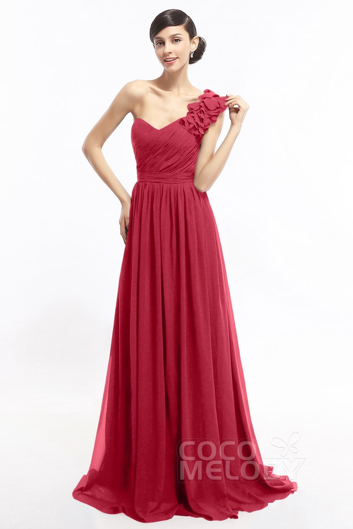 COCOMELODY Sheath Sweep-Brush Train Chiffon Evening Dresses COLT14007 