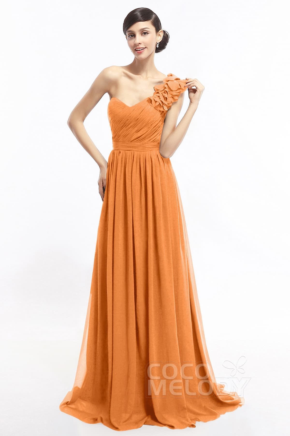 COCOMELODY Sheath Sweep-Brush Train Chiffon Evening Dresses COLT14007 