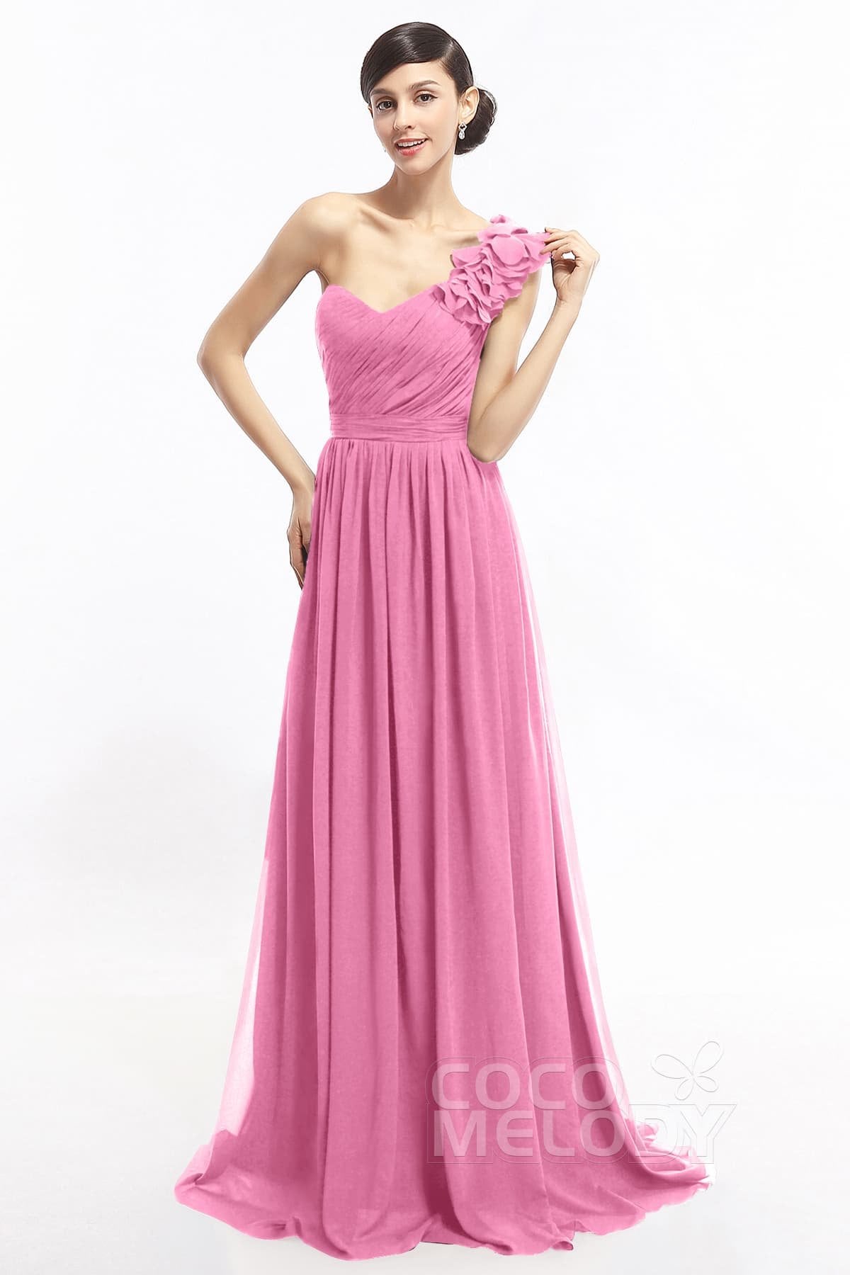 COCOMELODY Sheath Sweep-Brush Train Chiffon Evening Dresses COLT14007 