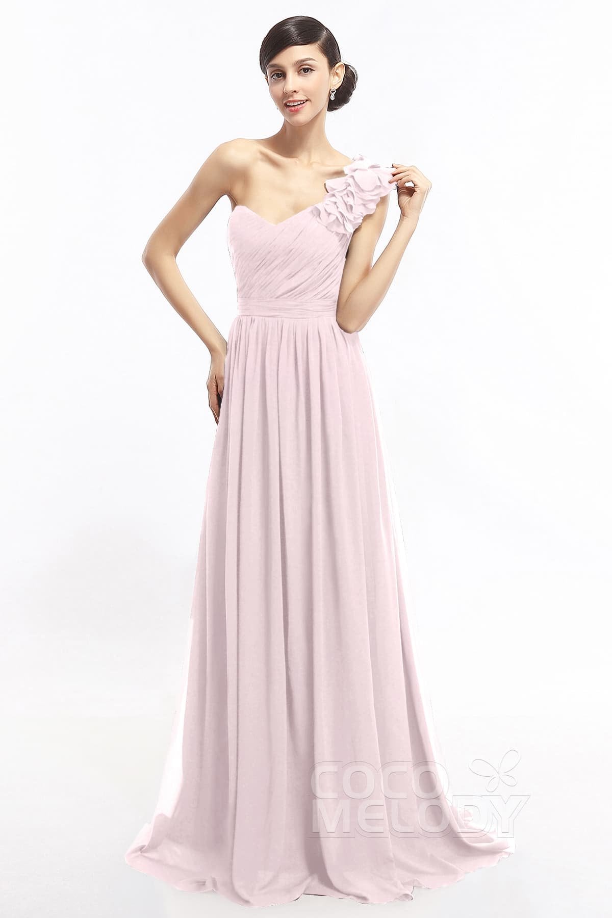 COCOMELODY Sheath Sweep-Brush Train Chiffon Evening Dresses COLT14007 