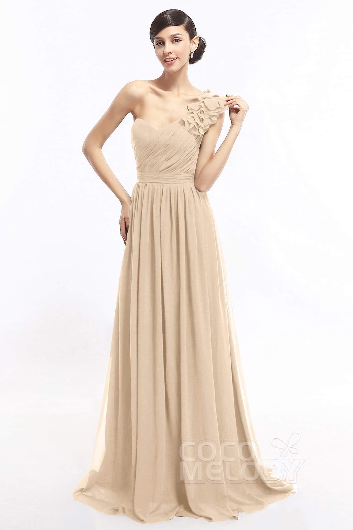 COCOMELODY Sheath Sweep-Brush Train Chiffon Evening Dresses COLT14007 