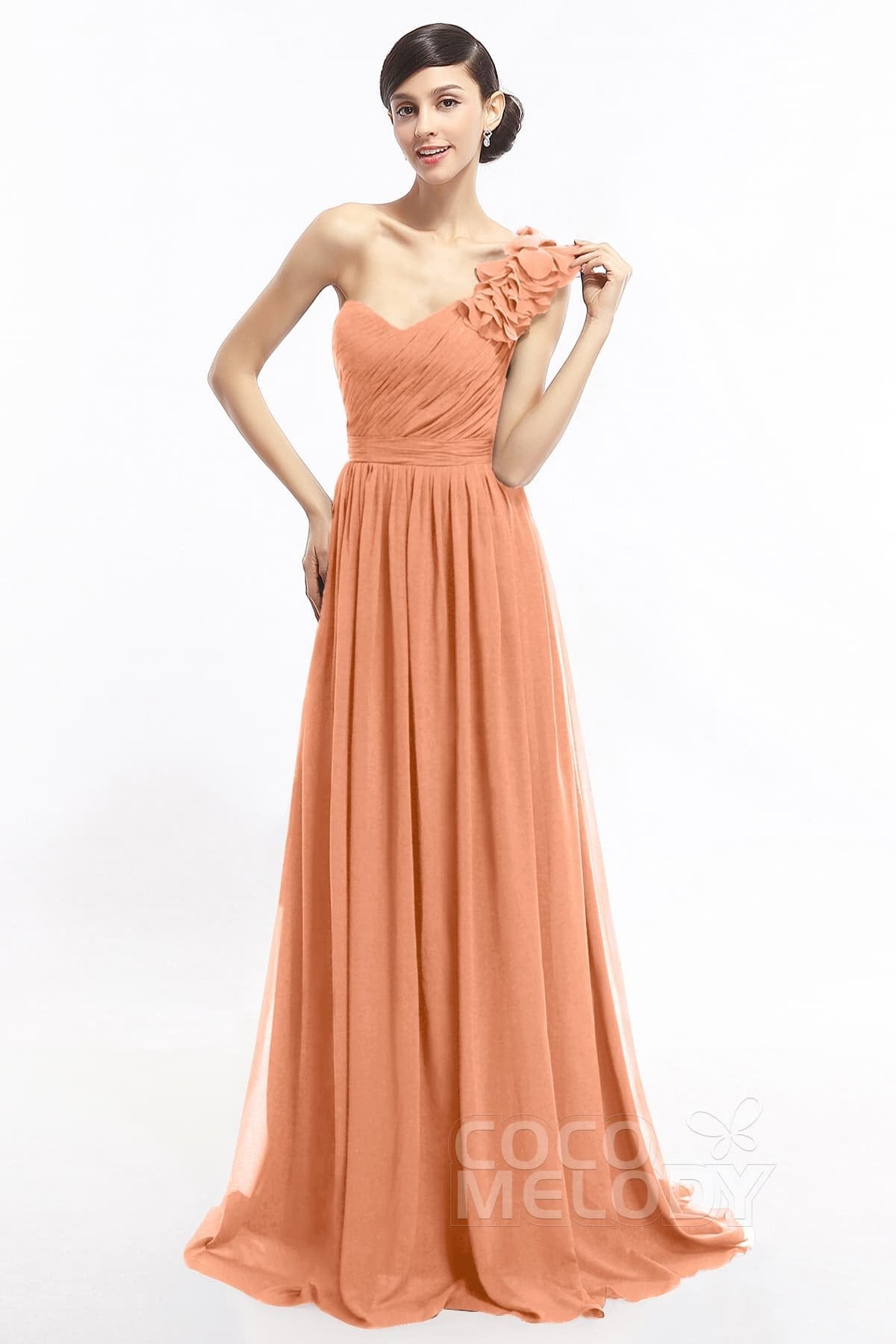 COCOMELODY Sheath Sweep-Brush Train Chiffon Evening Dresses COLT14007 