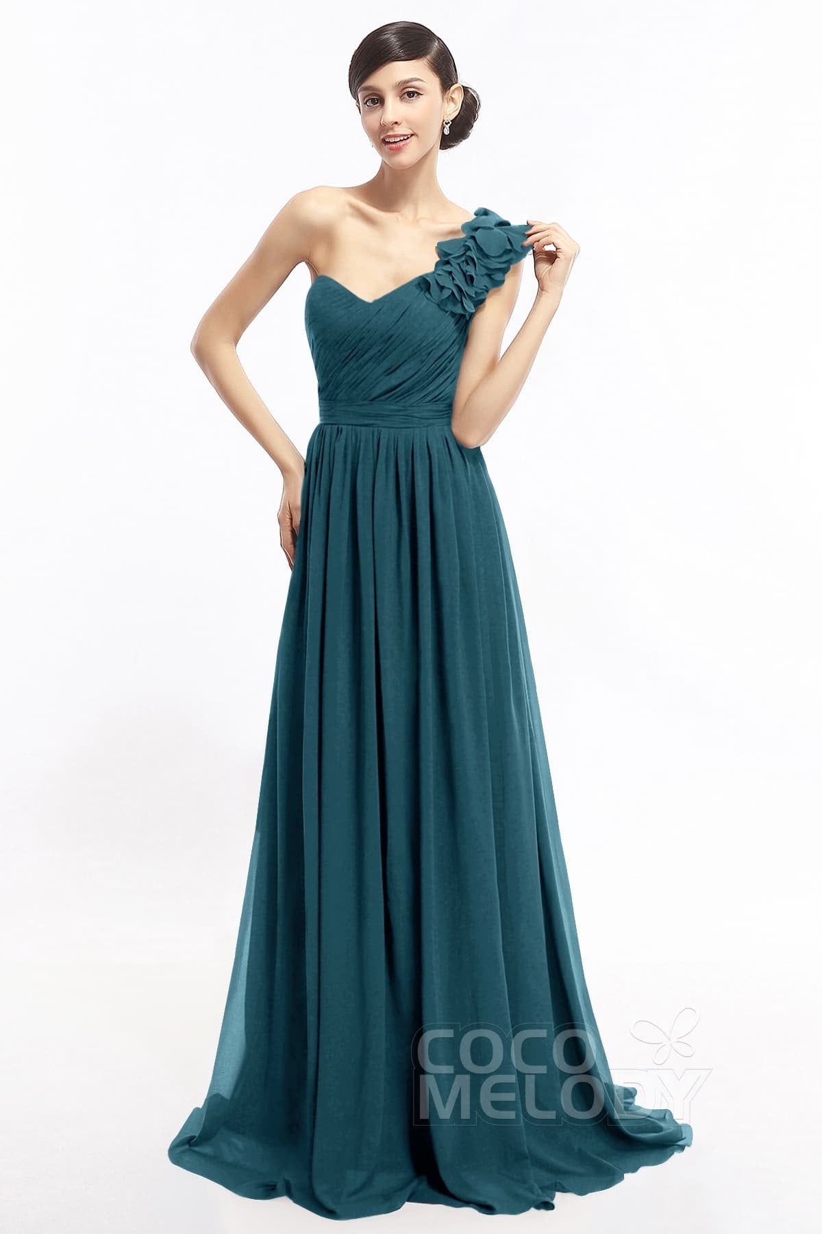 COCOMELODY Sheath Sweep-Brush Train Chiffon Evening Dresses COLT14007 