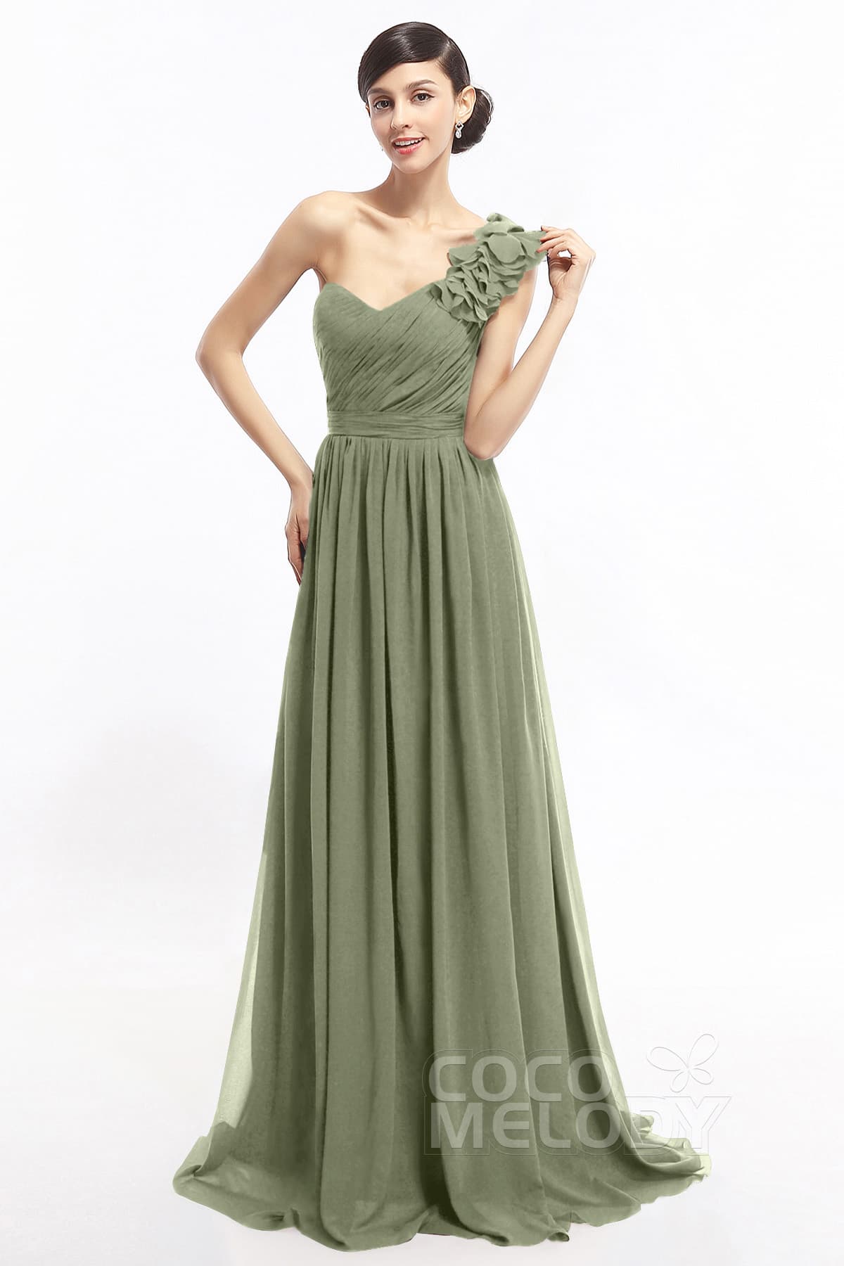 COCOMELODY Sheath Sweep-Brush Train Chiffon Evening Dresses COLT14007 