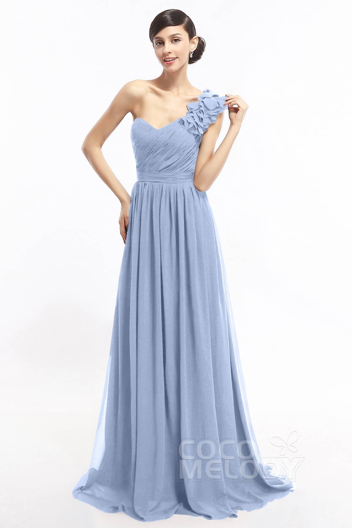 COCOMELODY Sheath Sweep-Brush Train Chiffon Evening Dresses COLT14007 