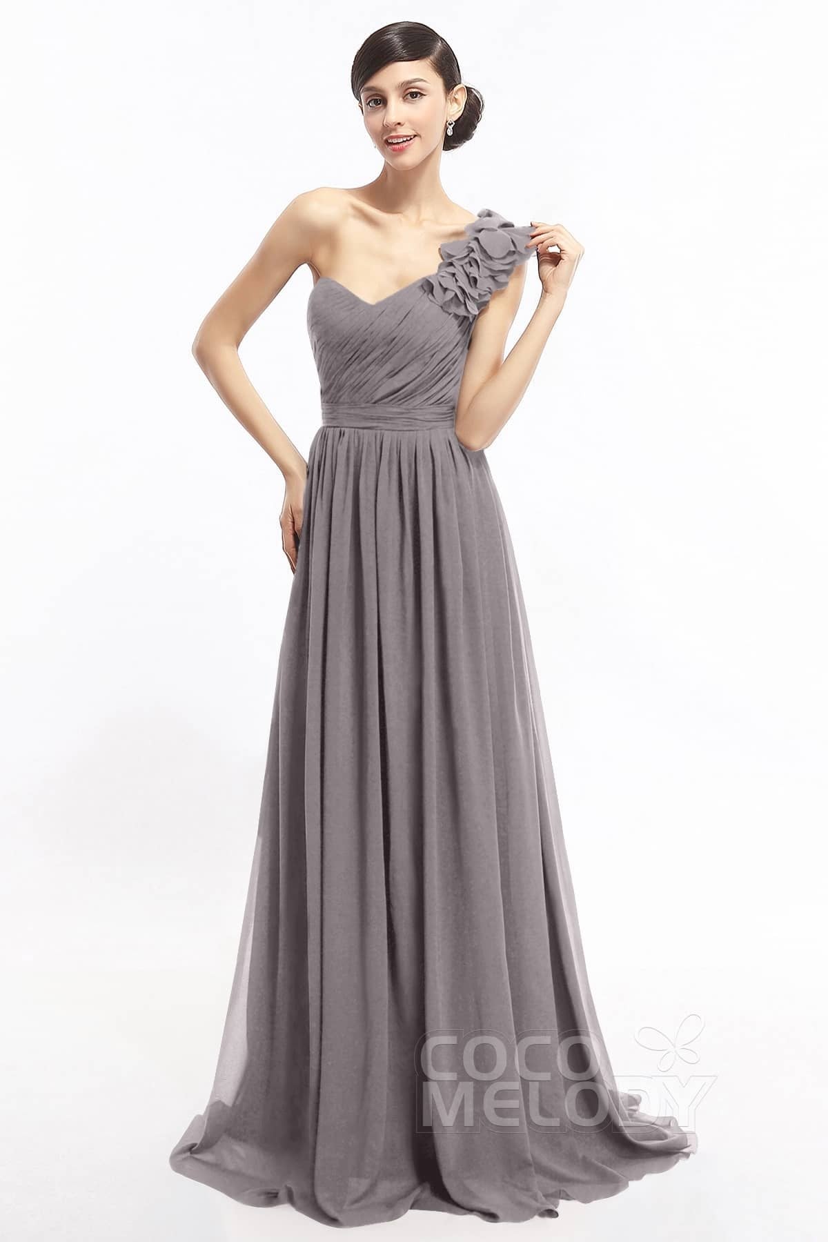 COCOMELODY Sheath Sweep-Brush Train Chiffon Evening Dresses COLT14007 