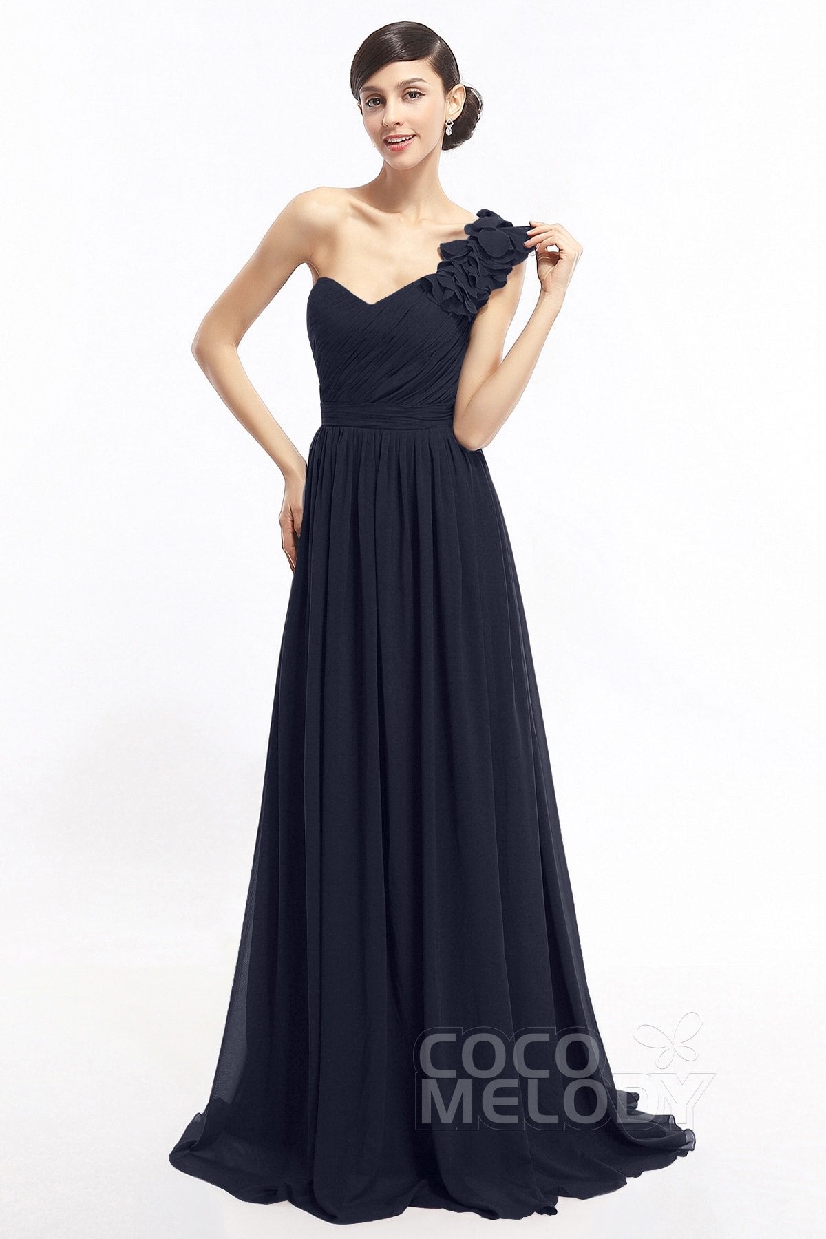 COCOMELODY Sheath Sweep-Brush Train Chiffon Evening Dresses COLT14007 