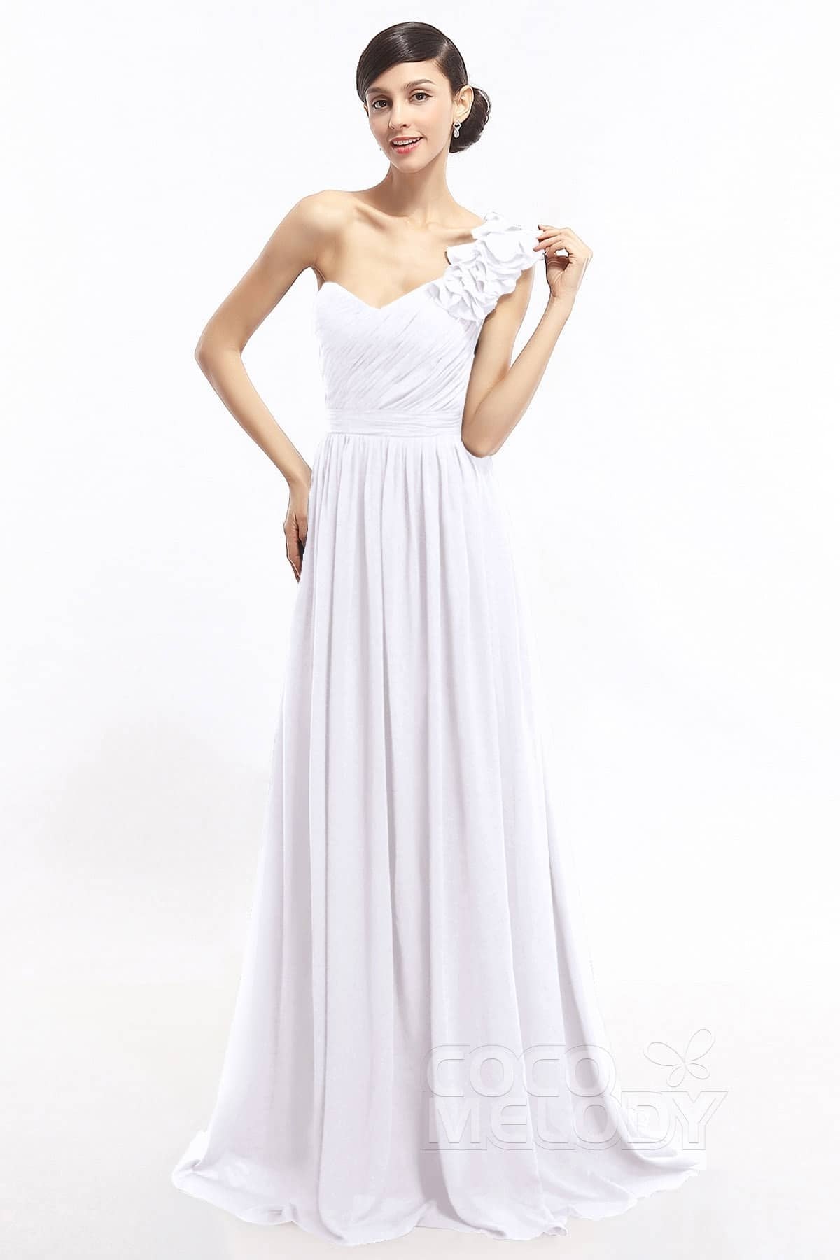 COCOMELODY Sheath Sweep-Brush Train Chiffon Evening Dresses COLT14007 