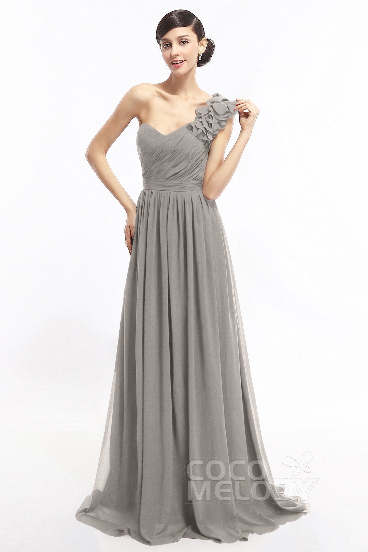 COCOMELODY Sheath Sweep-Brush Train Chiffon Evening Dresses COLT14007 