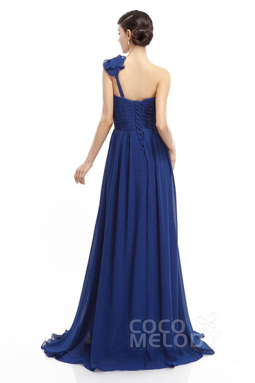 COCOMELODY Sheath Sweep-Brush Train Chiffon Evening Dresses COLT14007 