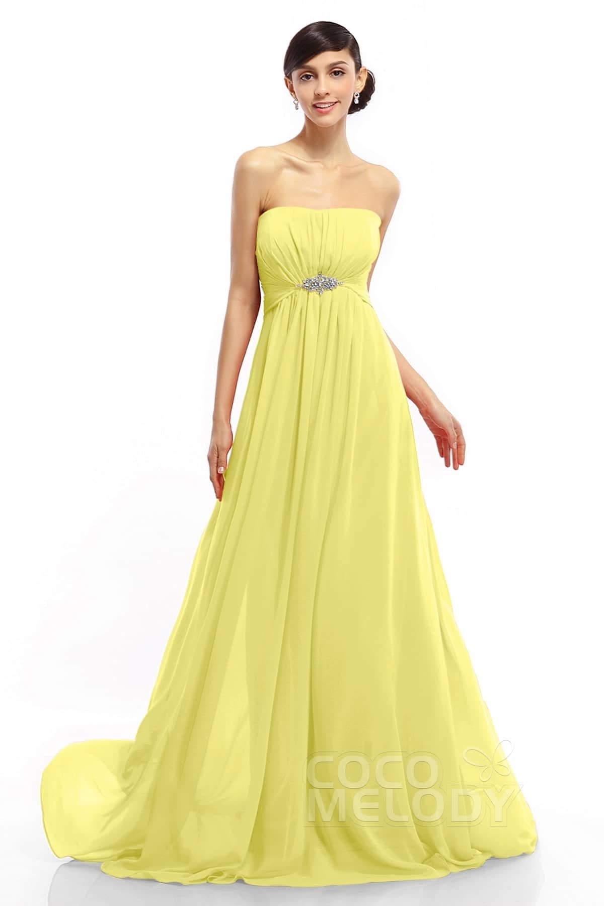 COCOMELODY A-Line Sweep-Brush Train Chiffon Dresses COLT14008 