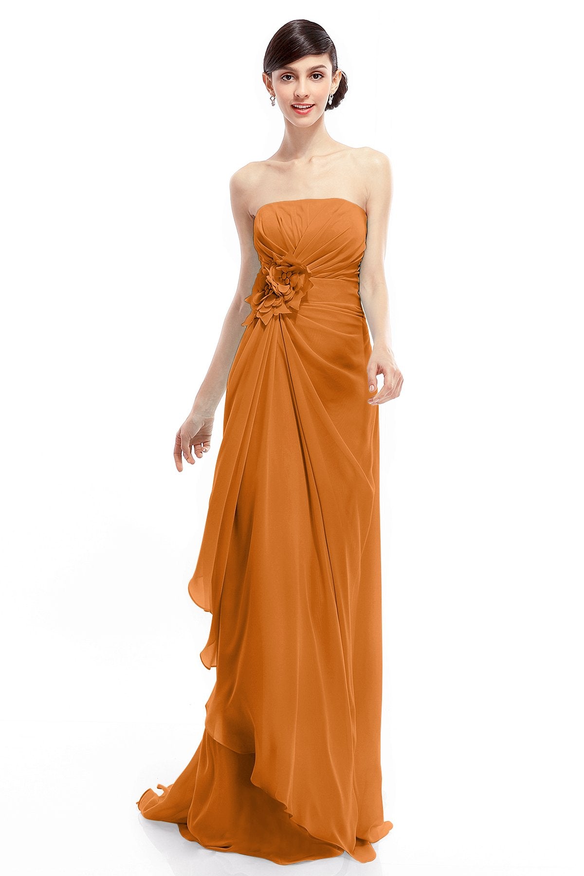 COCOMELODY Sheath Sweep Train Chiffon Bridesmaid Dresses COLT1400B 