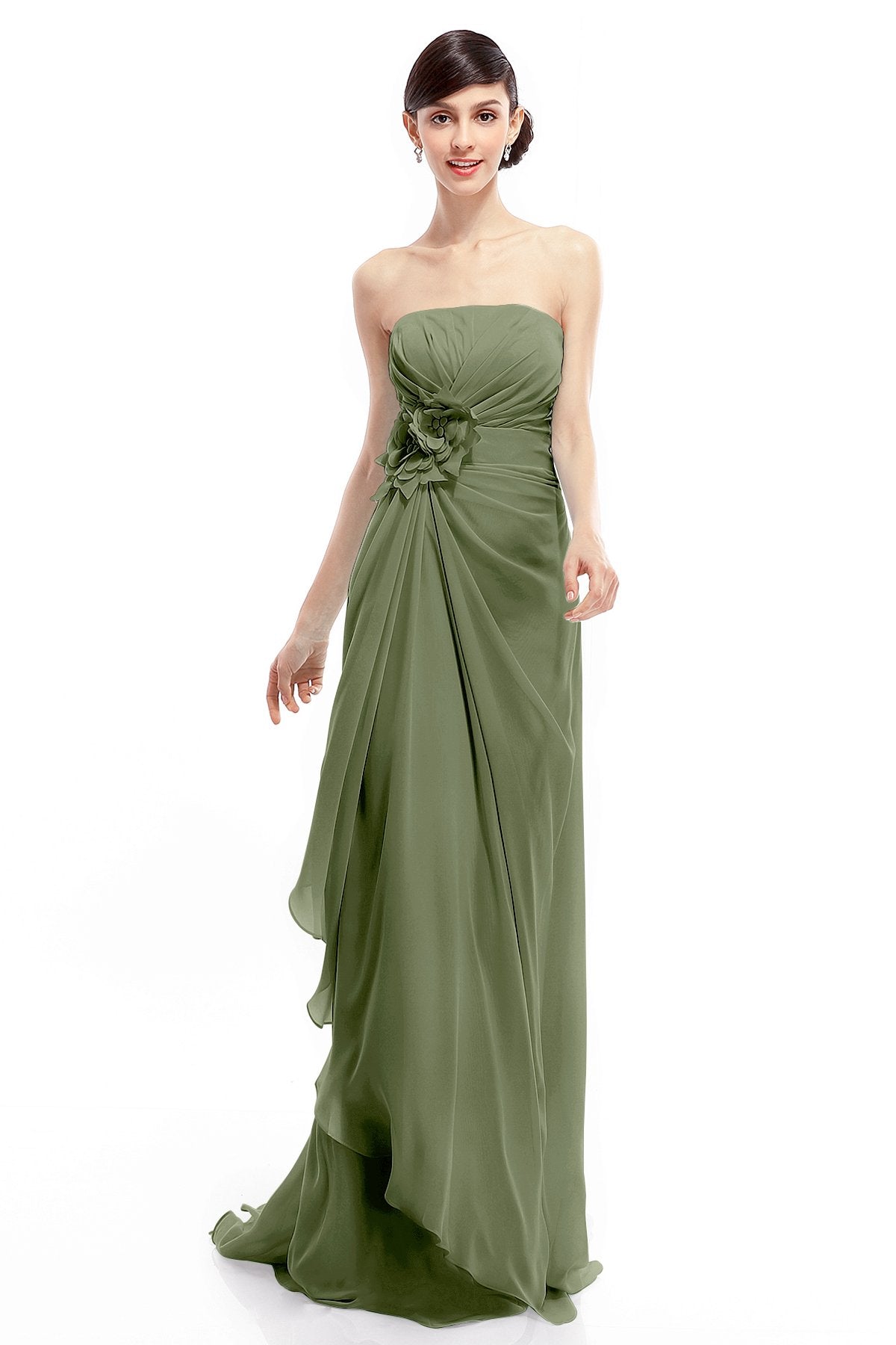 COCOMELODY Sheath Sweep Train Chiffon Bridesmaid Dresses COLT1400B 