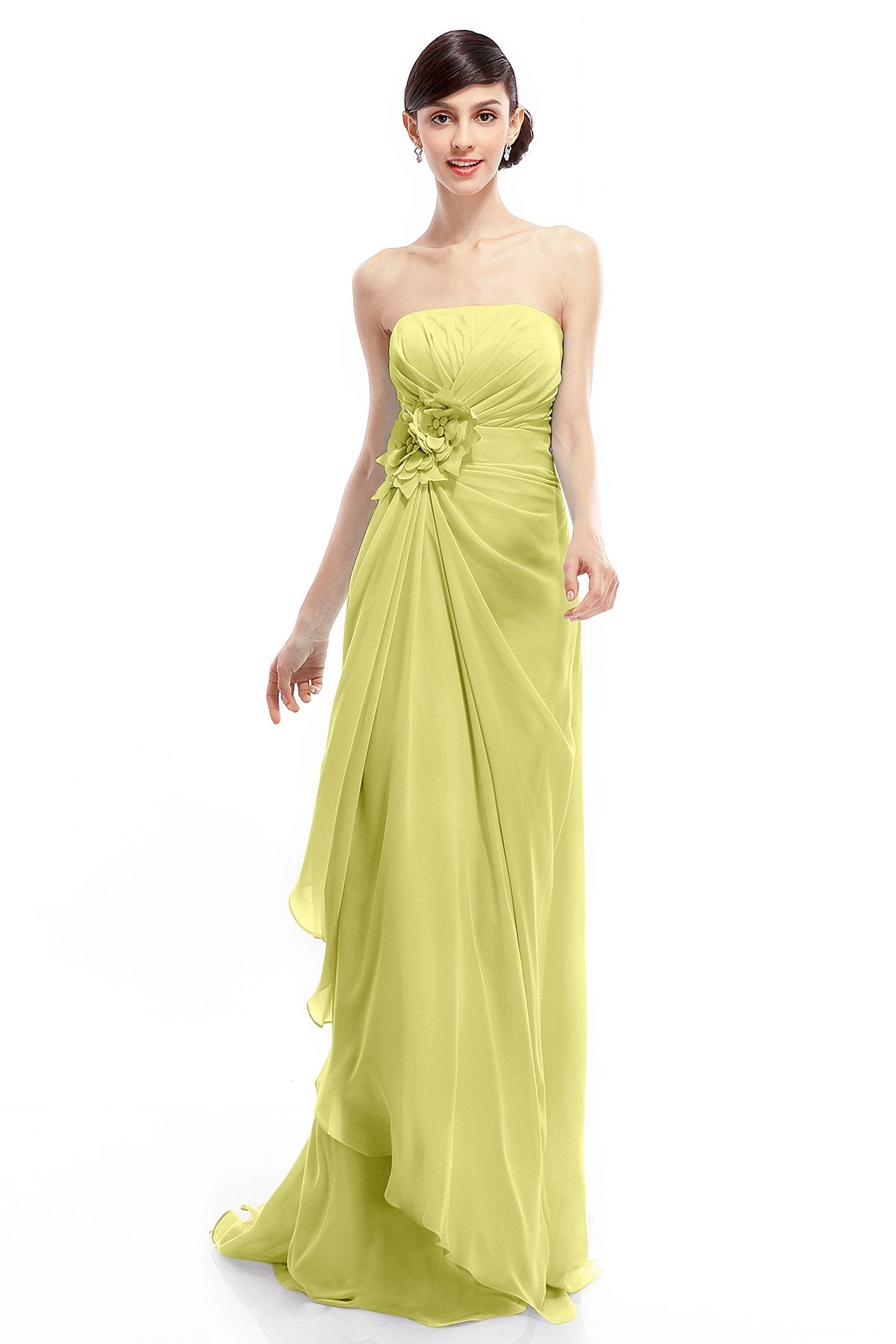 COCOMELODY Sheath Sweep Train Chiffon Bridesmaid Dresses COLT1400B 