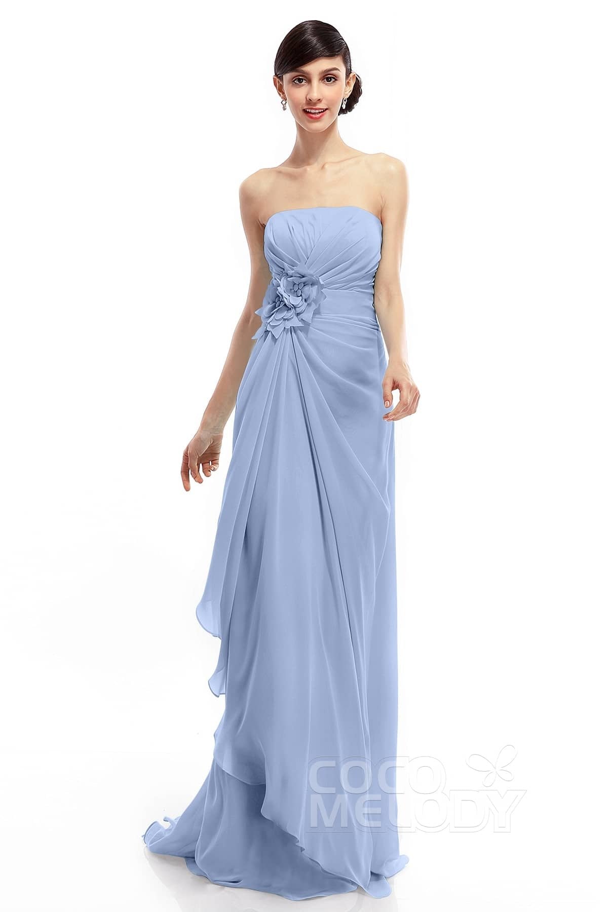 COCOMELODY Sheath Sweep Train Chiffon Bridesmaid Dresses COLT1400B 