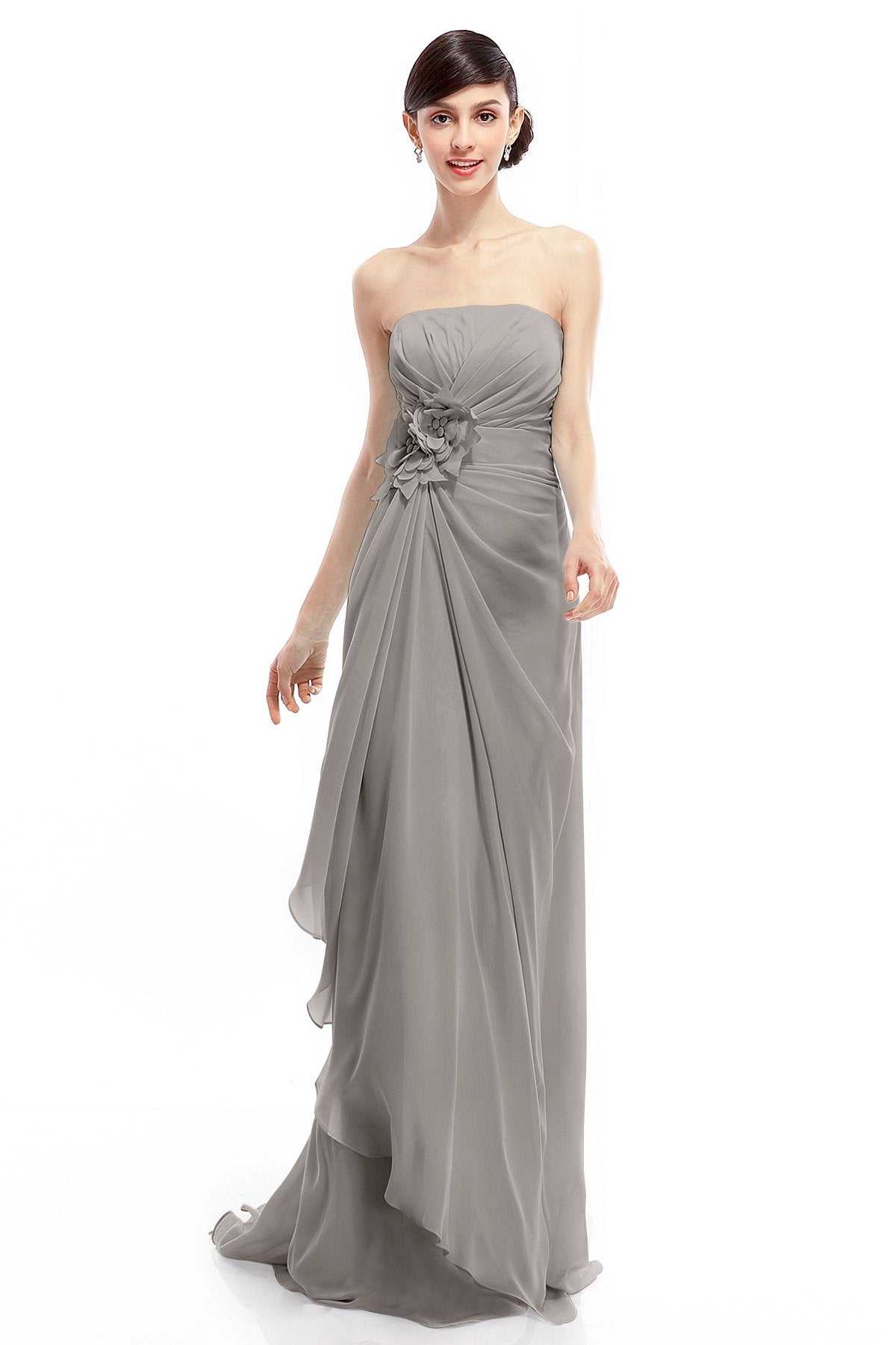 COCOMELODY Sheath Sweep Train Chiffon Bridesmaid Dresses COLT1400B 