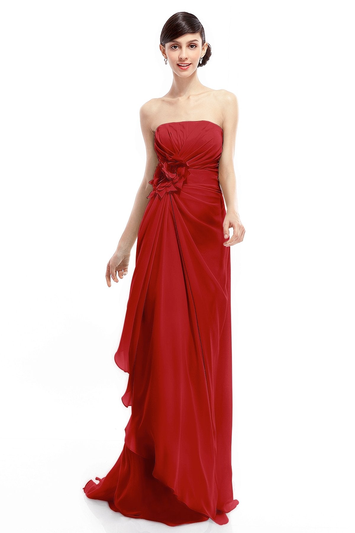 COCOMELODY Sheath Sweep Train Chiffon Bridesmaid Dresses COLT1400B 