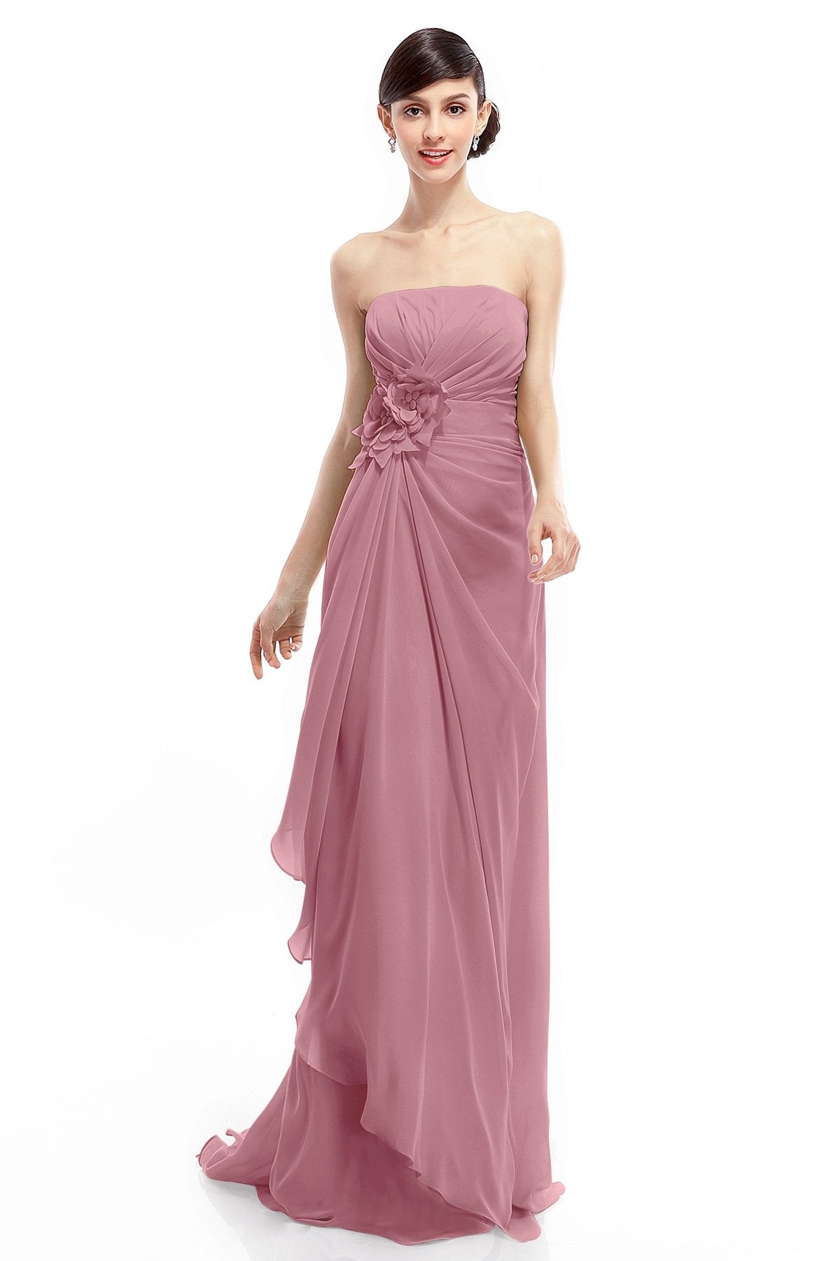 COCOMELODY Sheath Sweep Train Chiffon Bridesmaid Dresses COLT1400B 