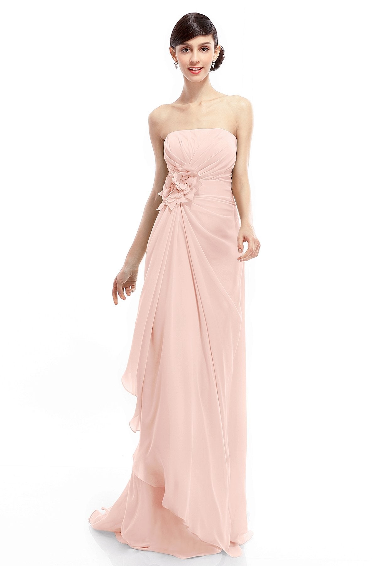 COCOMELODY Sheath Sweep Train Chiffon Bridesmaid Dresses COLT1400B 