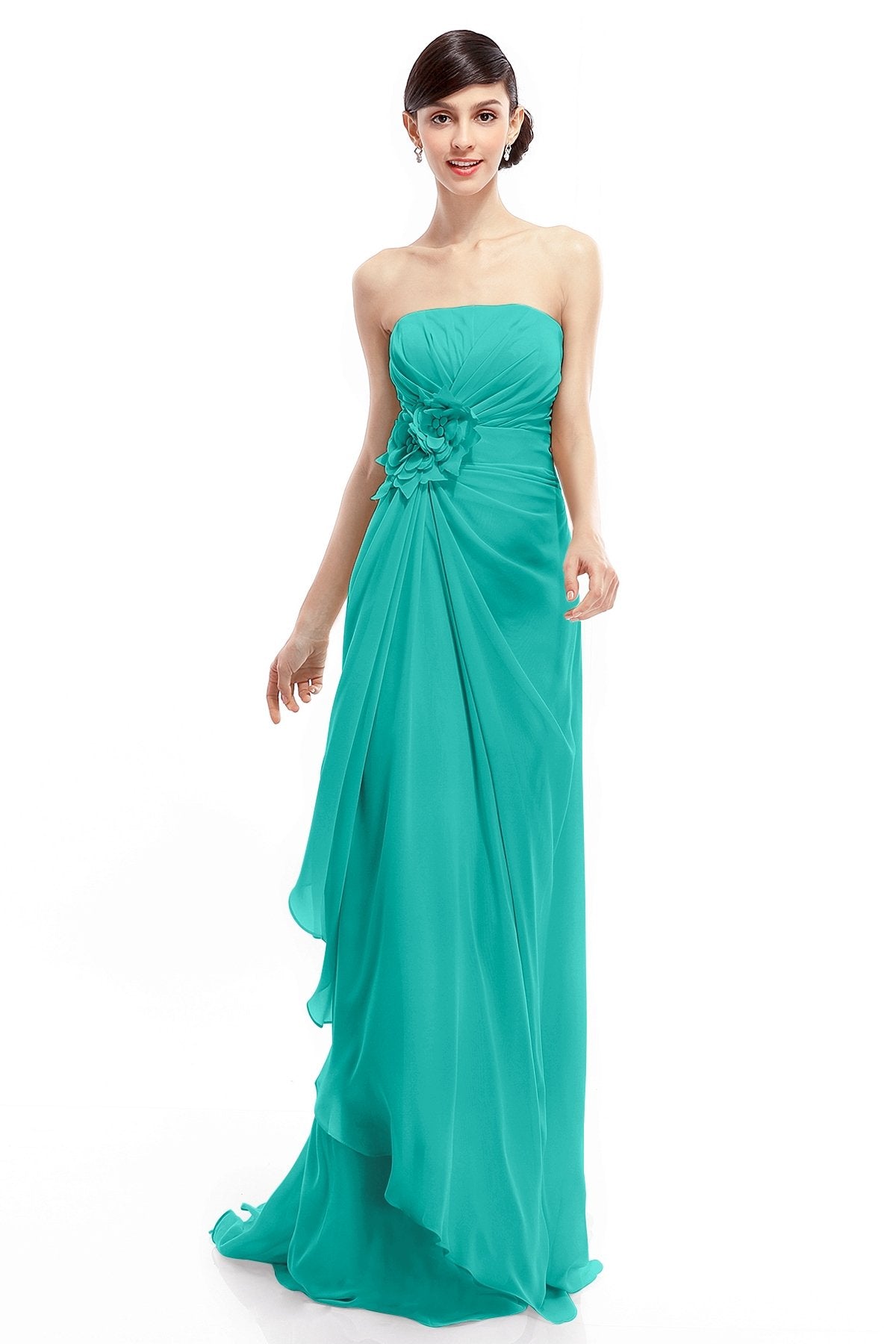 COCOMELODY Sheath Sweep Train Chiffon Bridesmaid Dresses COLT1400B 