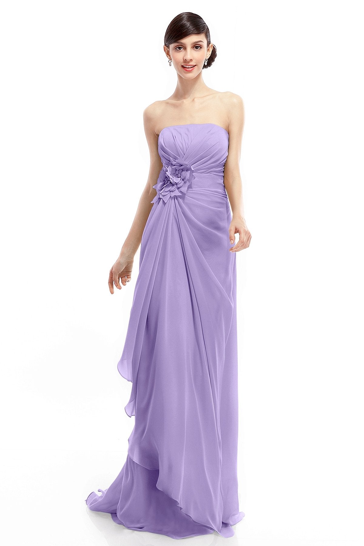 COCOMELODY Sheath Sweep Train Chiffon Bridesmaid Dresses COLT1400B 