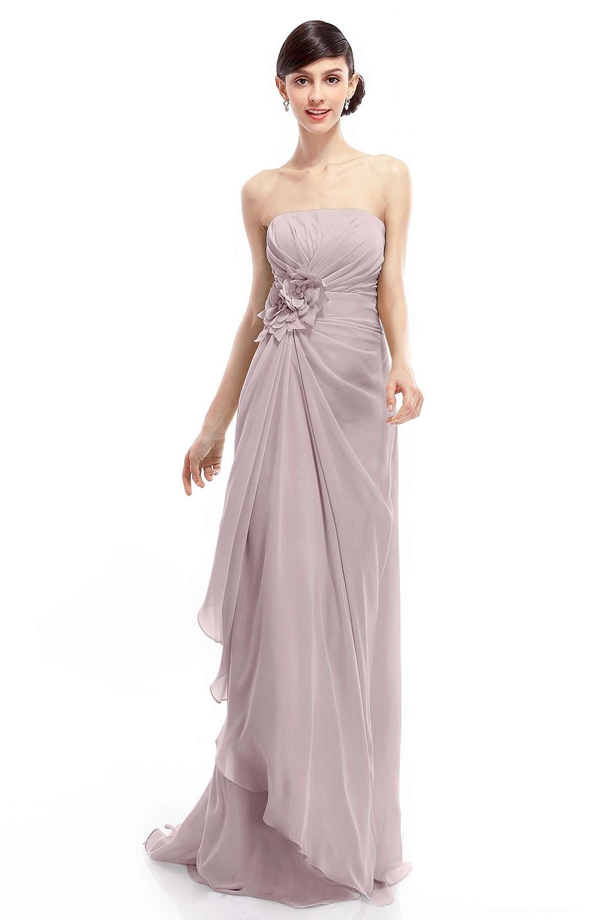 COCOMELODY Sheath Sweep Train Chiffon Bridesmaid Dresses COLT1400B 