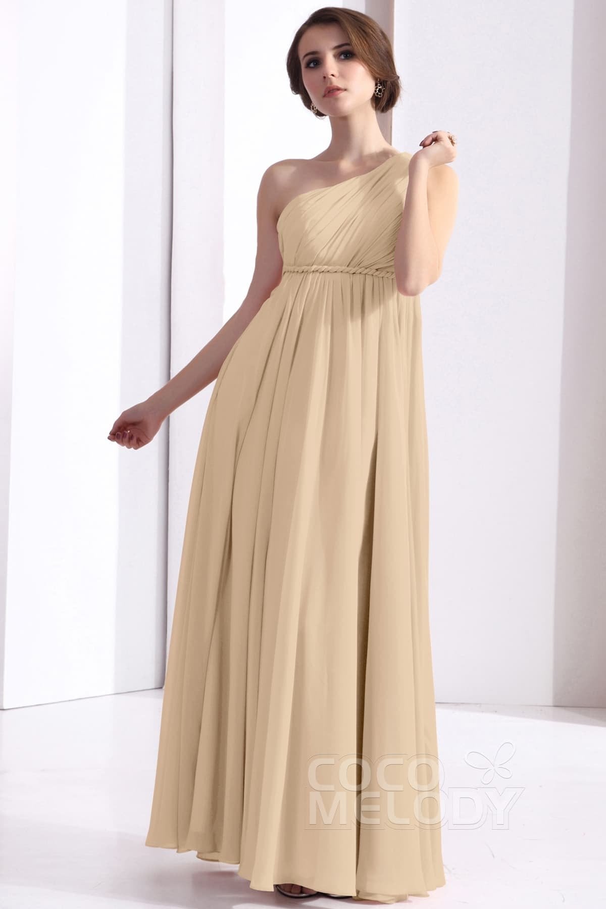 COCOMELODY Sheath Floor Length Chiffon Bridesmaid Dress COSF1300D 