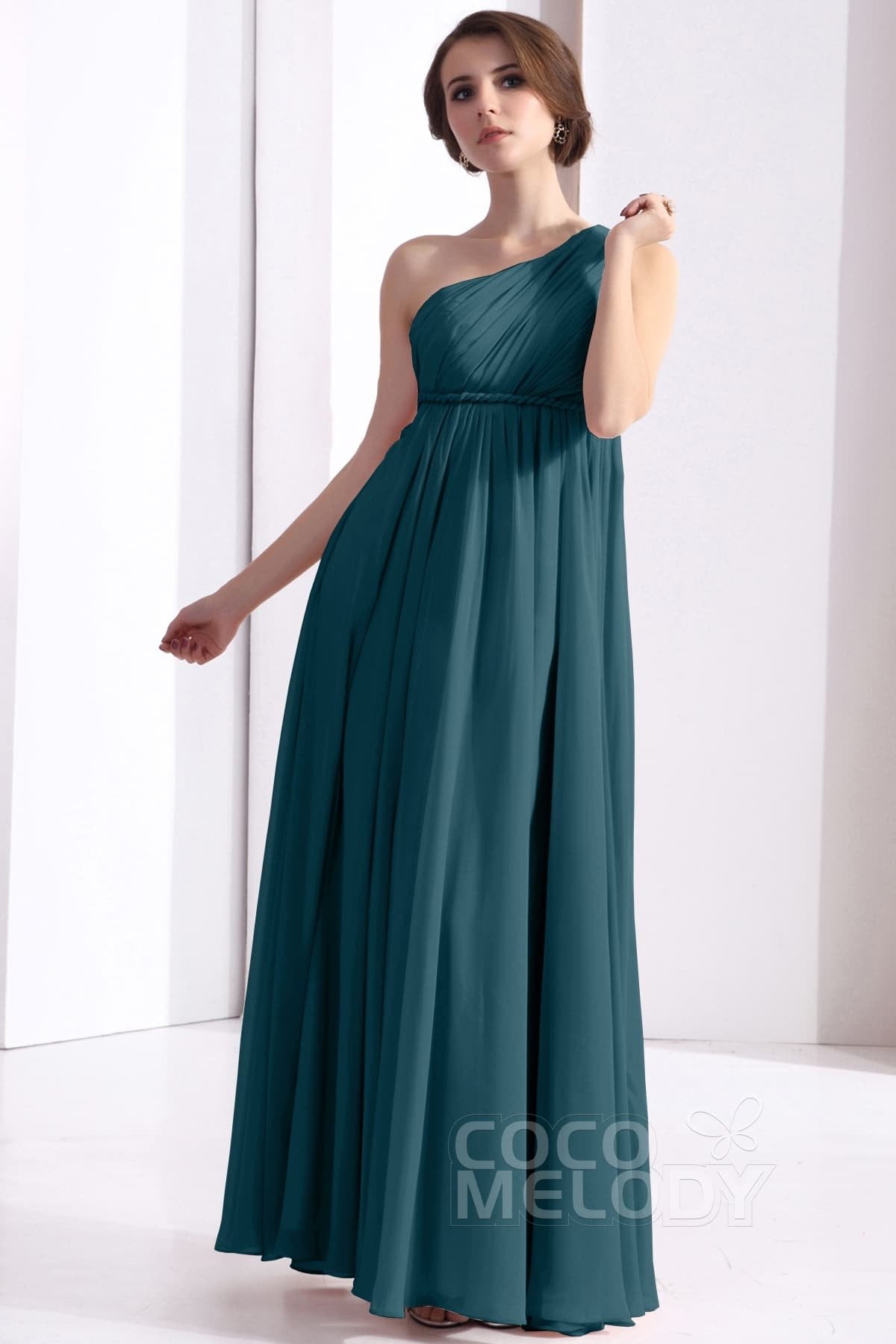 COCOMELODY Sheath Floor Length Chiffon Bridesmaid Dress COSF1300D 