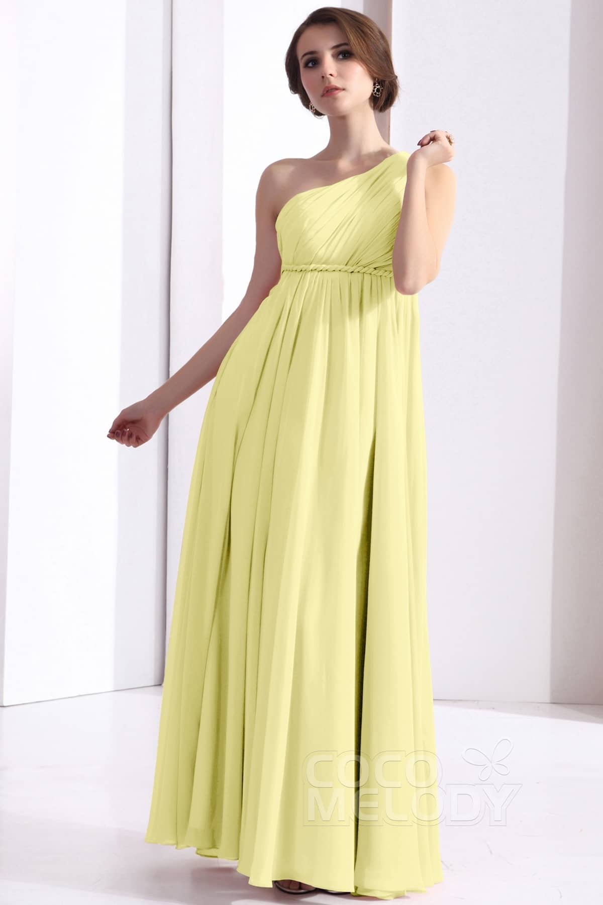 COCOMELODY Sheath Floor Length Chiffon Bridesmaid Dress COSF1300D 