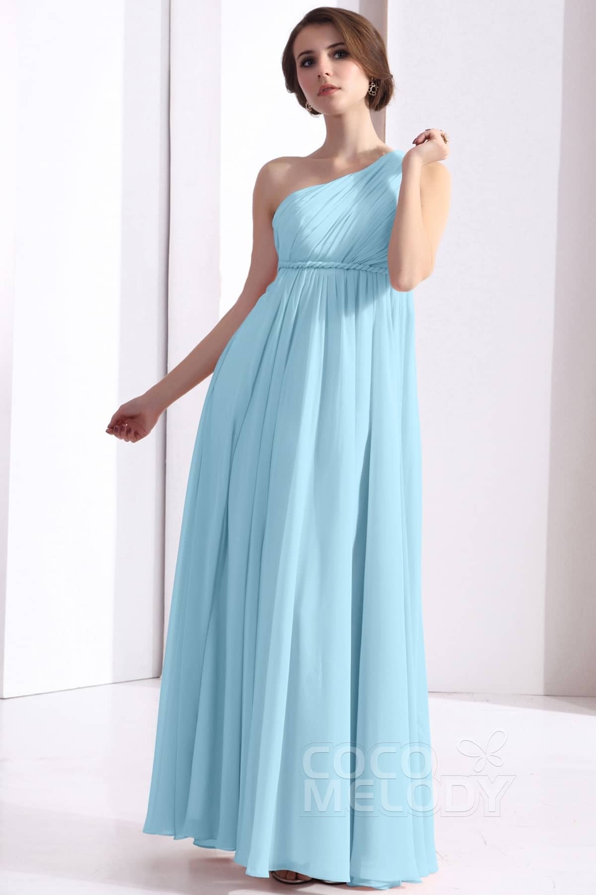 COCOMELODY Sheath Floor Length Chiffon Bridesmaid Dress COSF1300D 