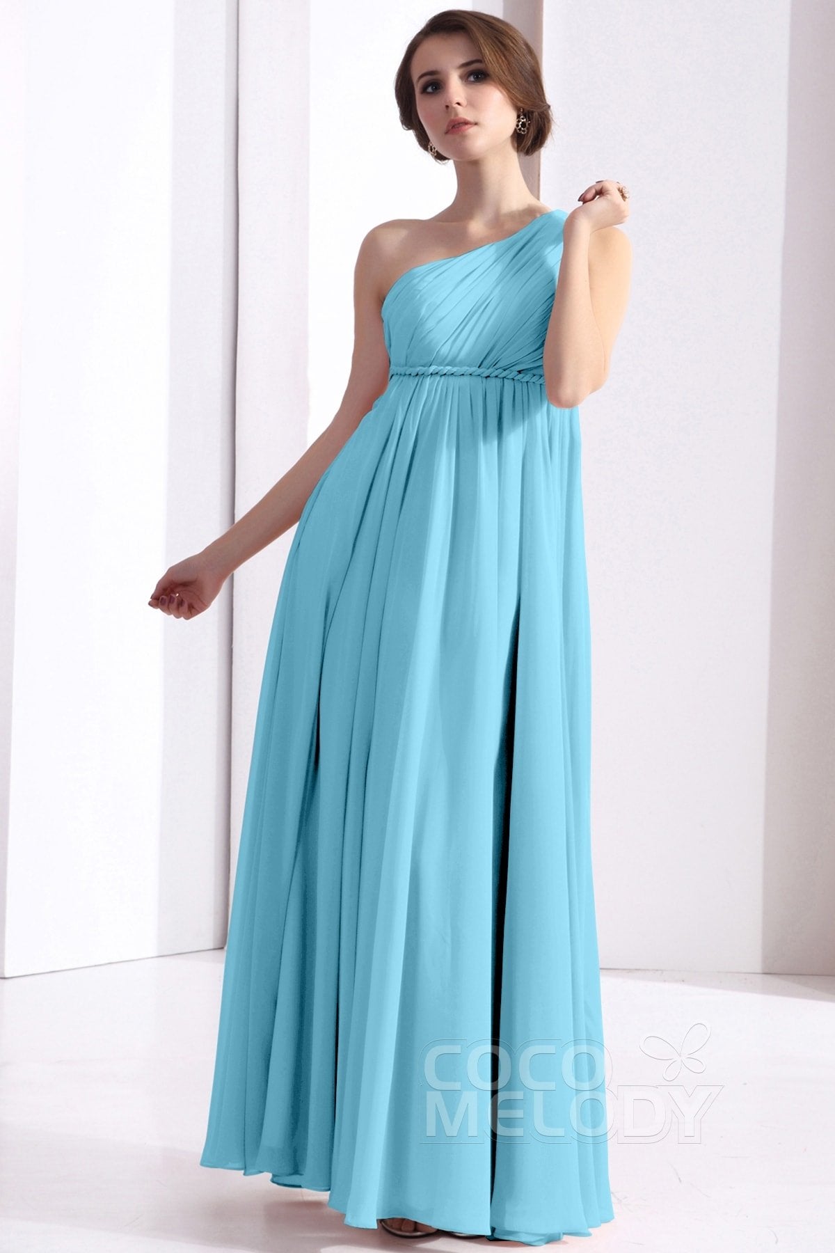 COCOMELODY Sheath Floor Length Chiffon Bridesmaid Dress COSF1300D 