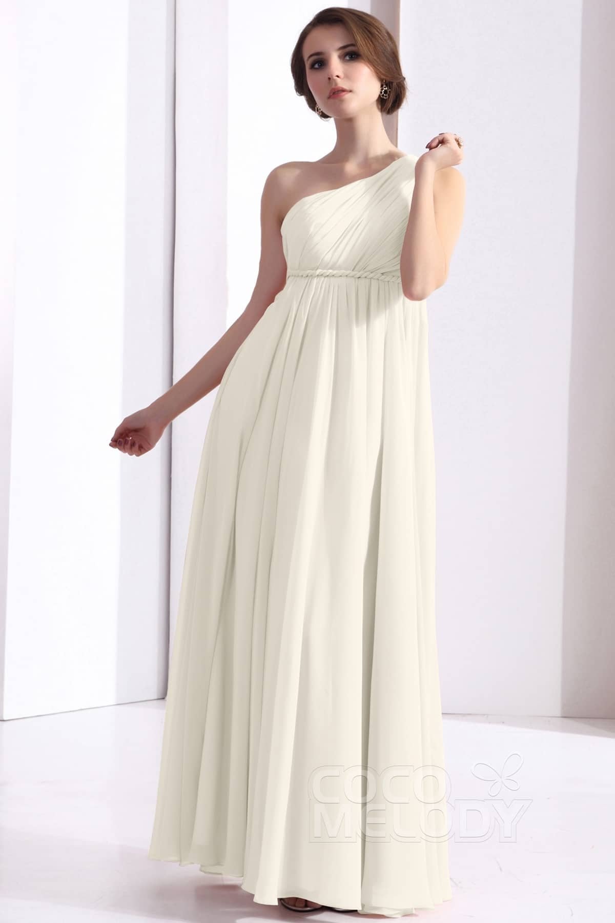 COCOMELODY Sheath Floor Length Chiffon Bridesmaid Dress COSF1300D 