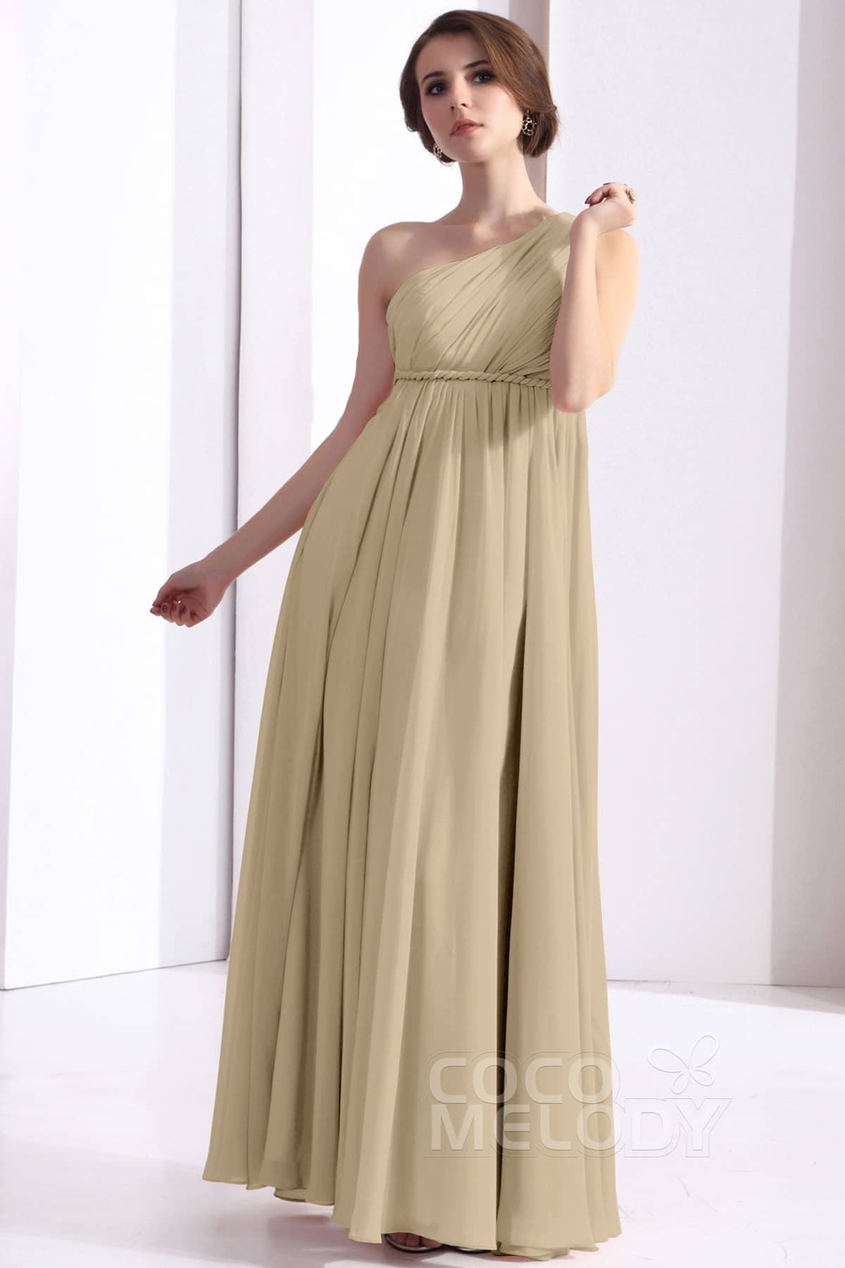 COCOMELODY Sheath Floor Length Chiffon Bridesmaid Dress COSF1300D 