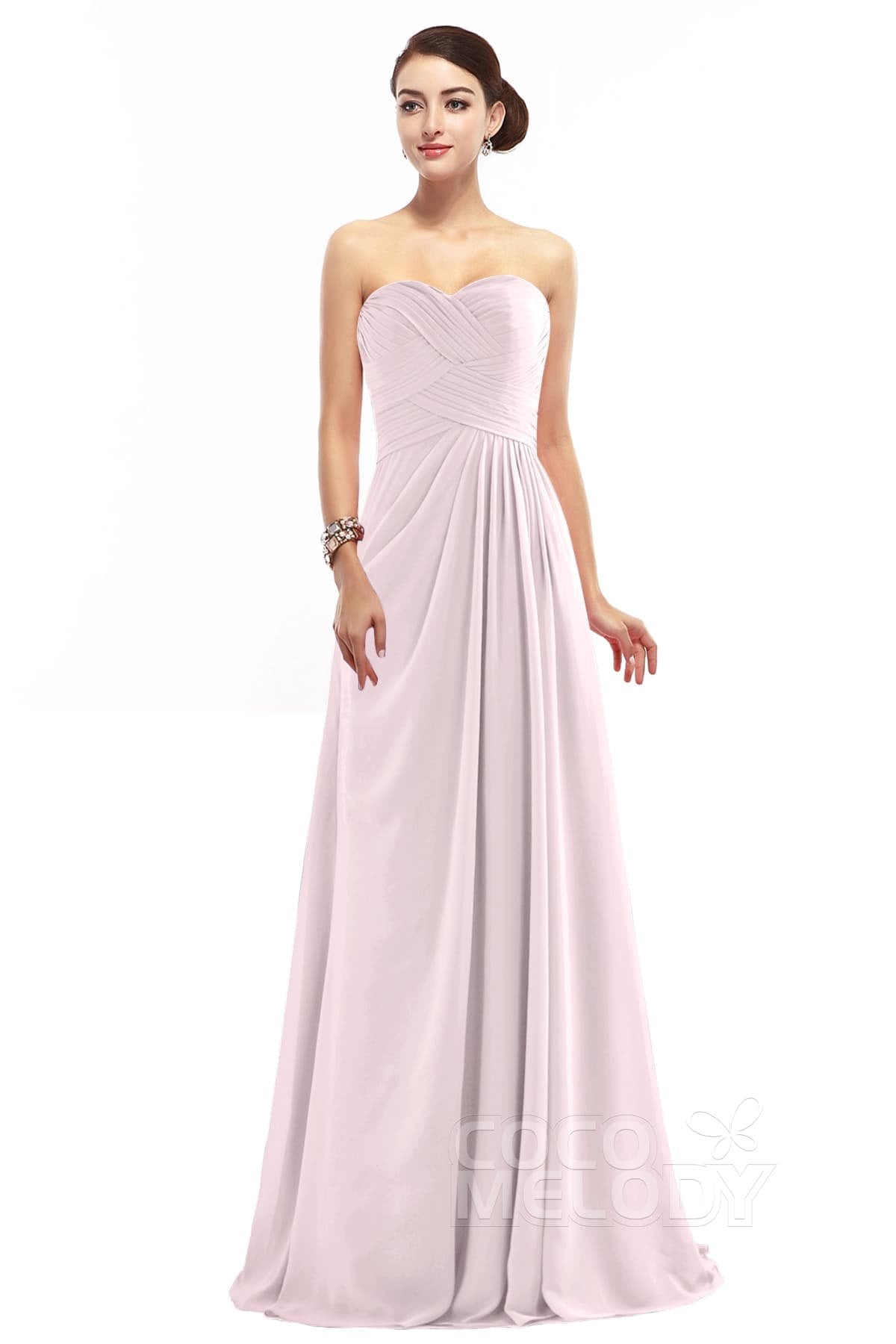 COCOMELODY Sheath Floor Length Chiffon Bridesmaid Dress COZF1401D 